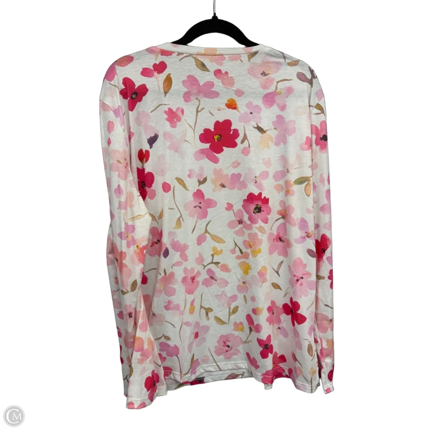 Top Long Sleeve Basic By Clothes Mentor In Pink & White, Size: 3x