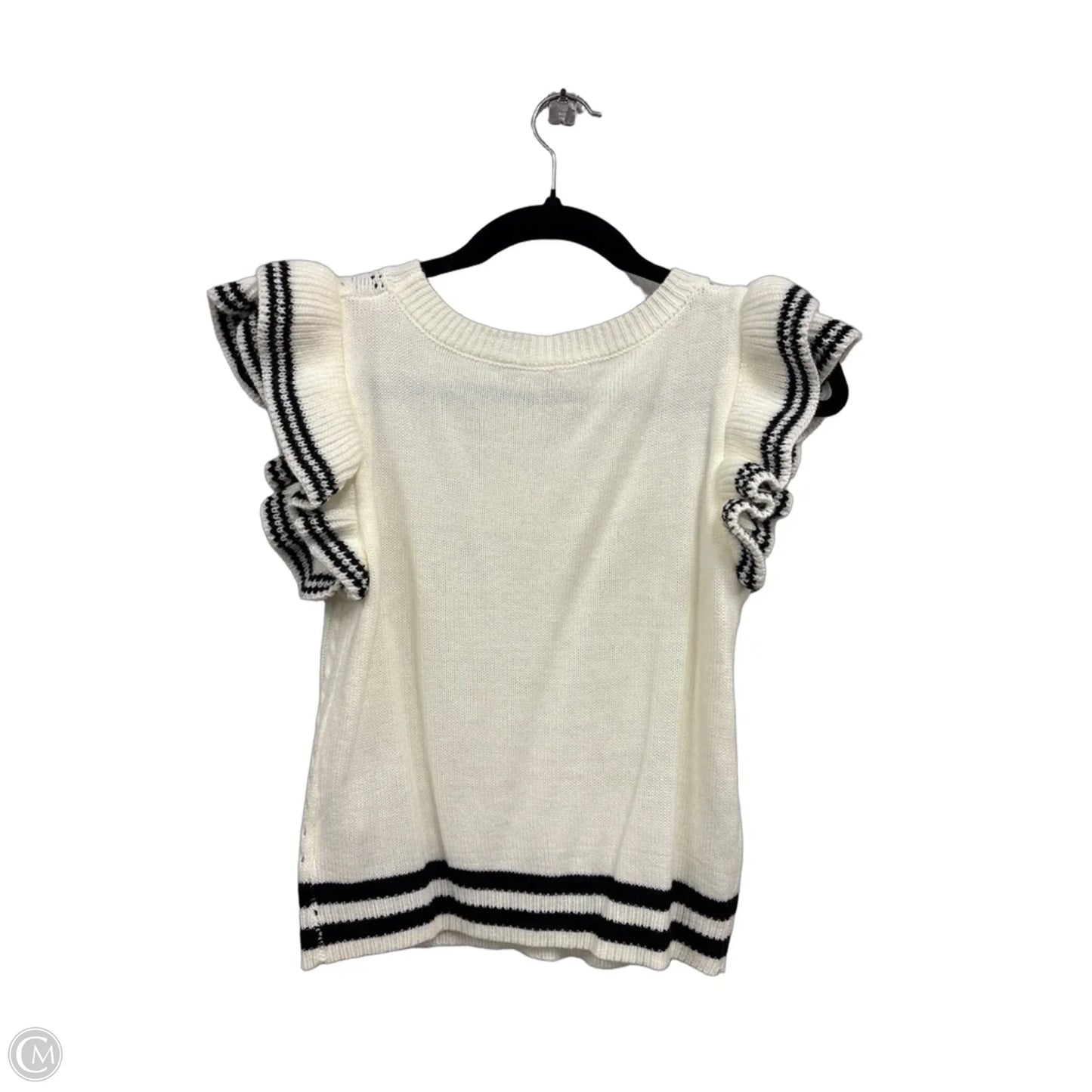 Sweater Short Sleeve By Shein In Black & Cream, Size: S