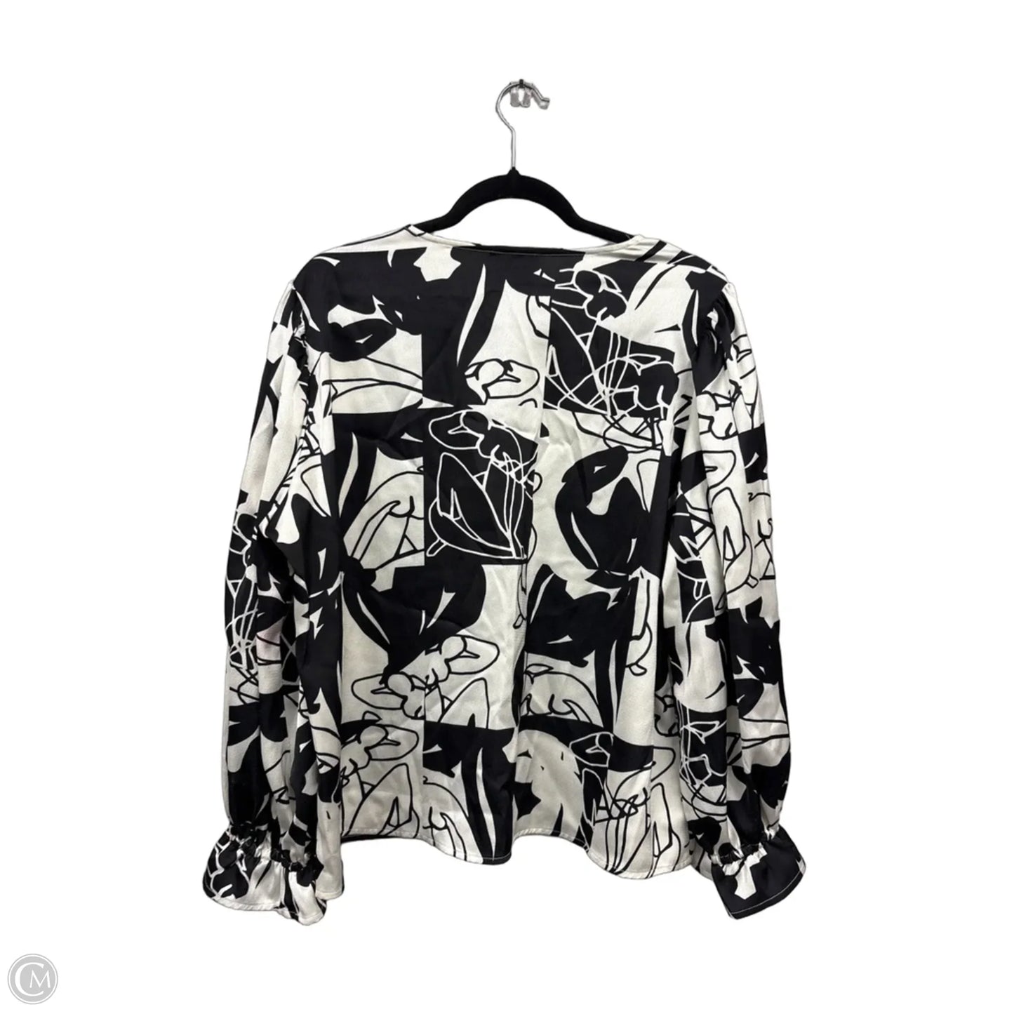Blouse Long Sleeve By Crosby In Black & White, Size: Xl