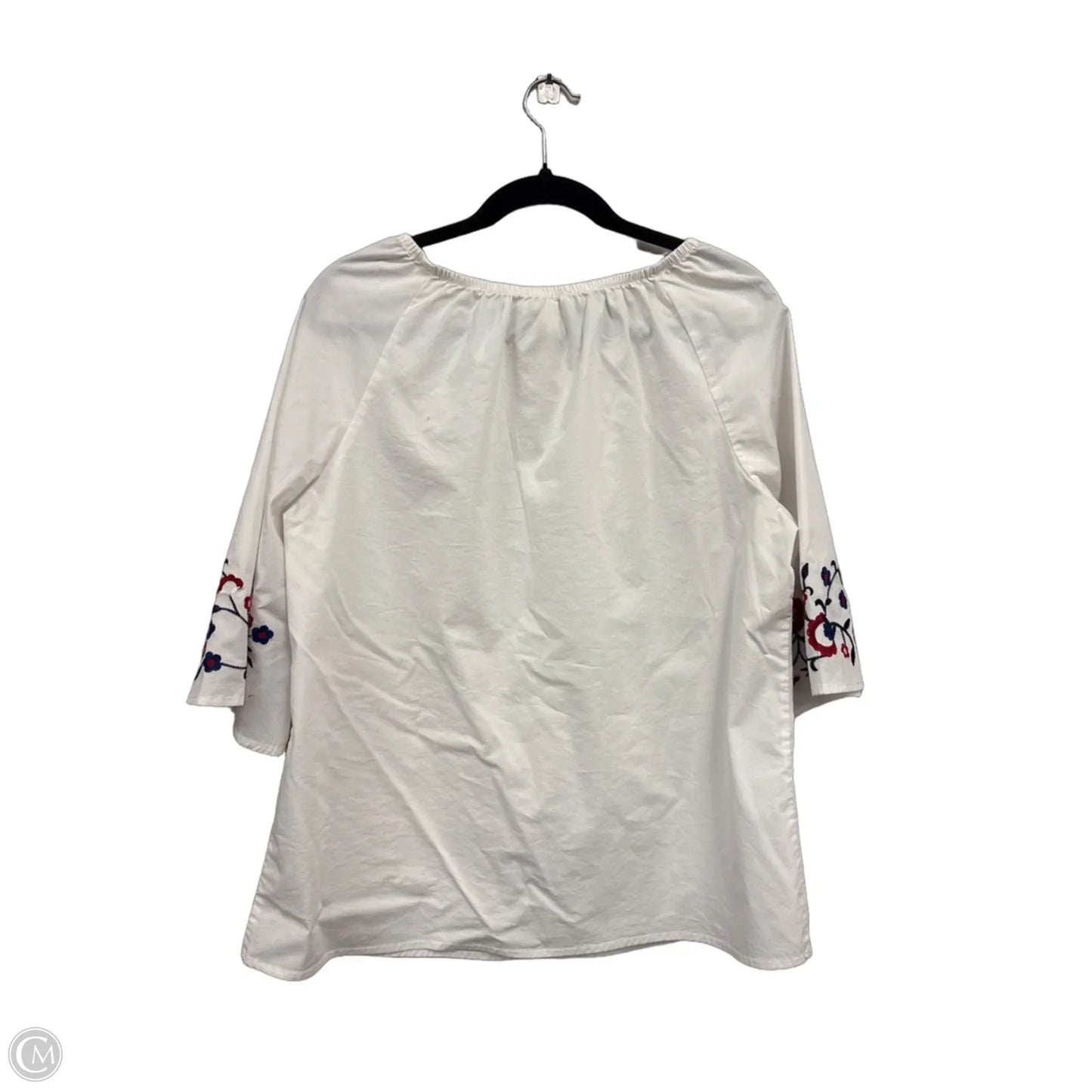 Blouse 3/4 Sleeve By Como Blu In White, Size: Xl
