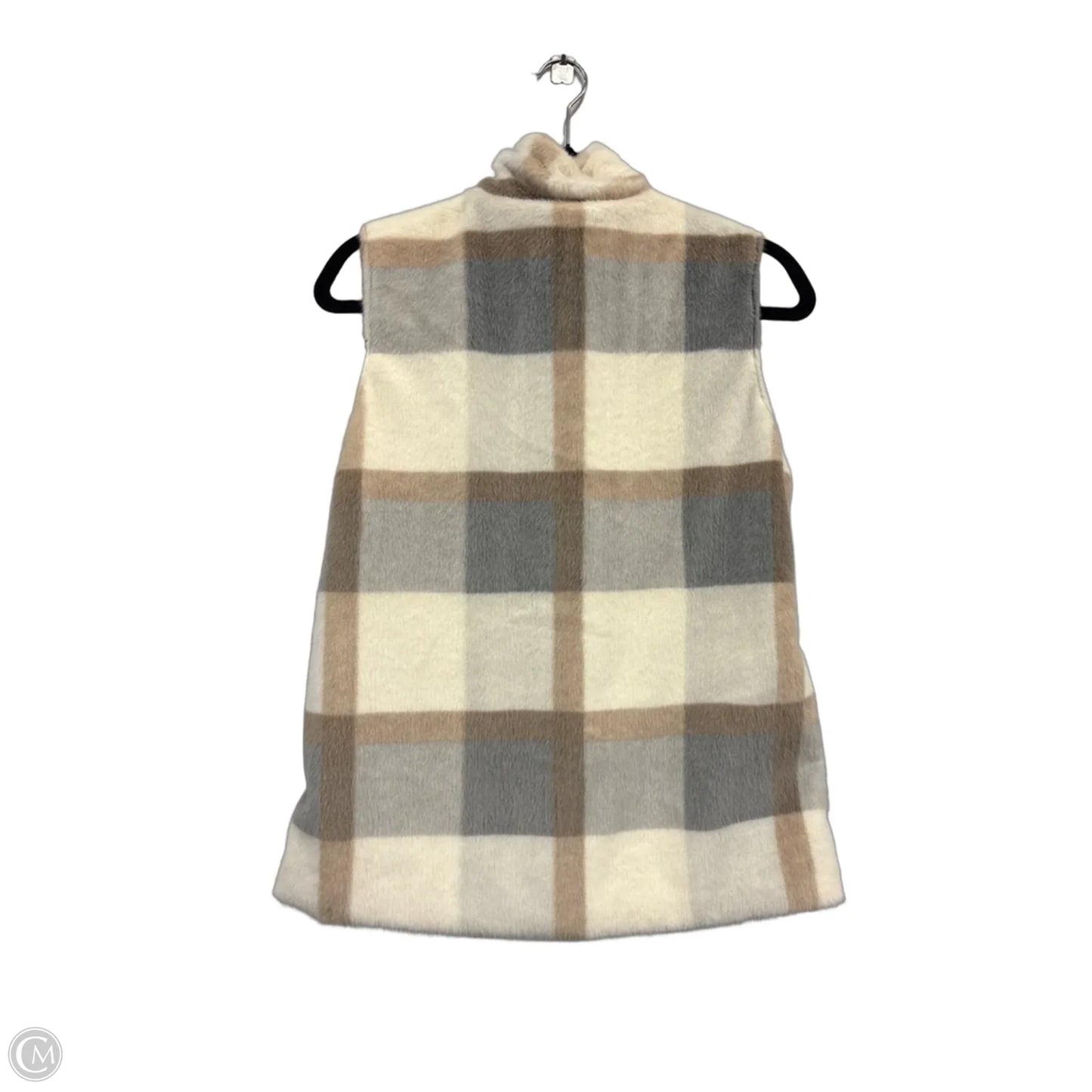 Vest Faux Fur & Sherpa By Clothes Mentor In Cream & Grey, Size: M