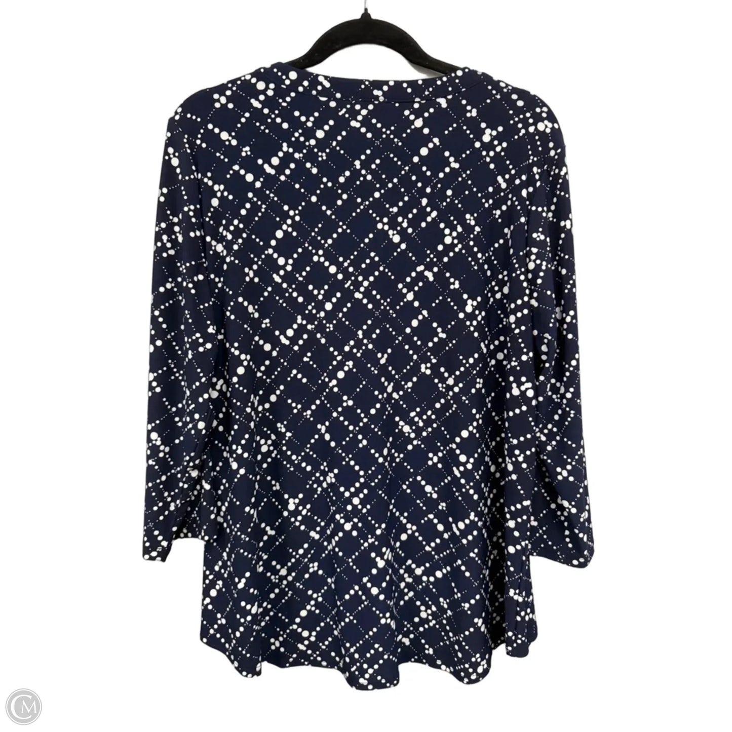 Blouse 3/4 Sleeve By Anne Klein In Blue & White, Size: 1x
