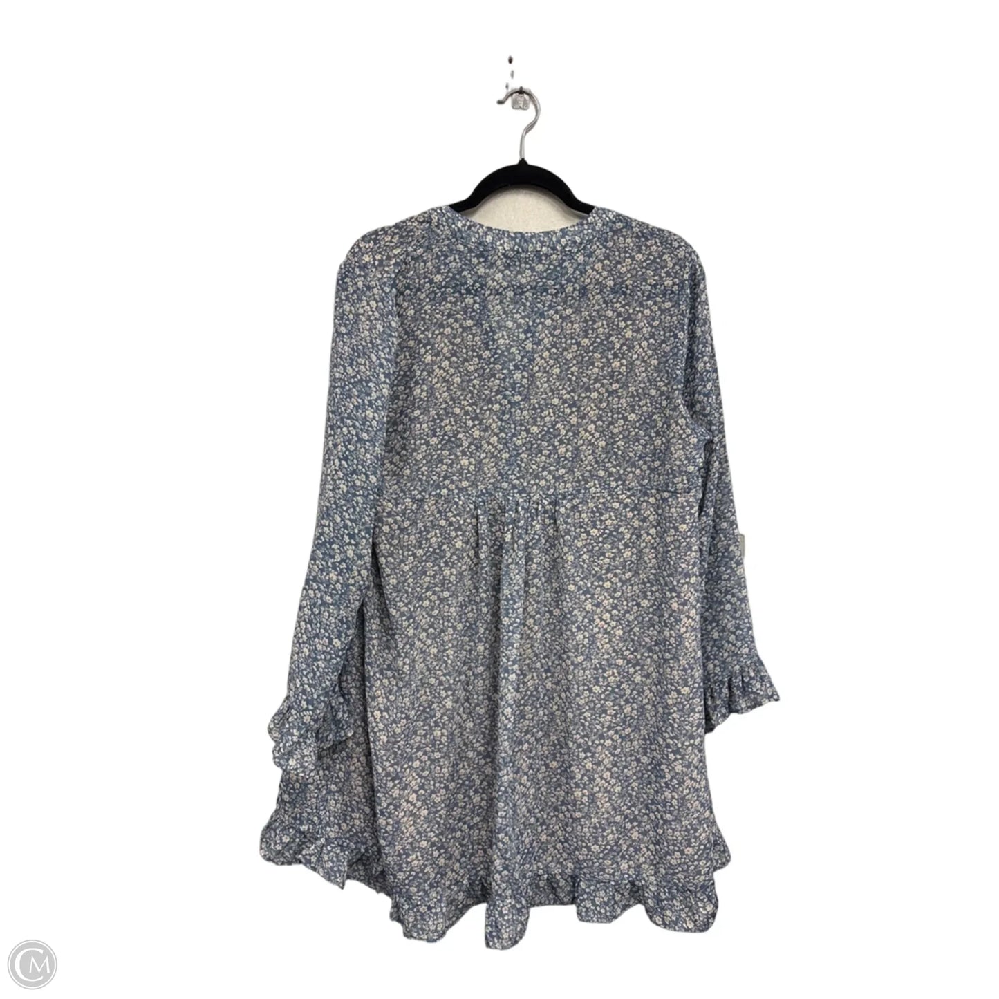 Blouse Long Sleeve By Vici In Blue & Cream, Size: M