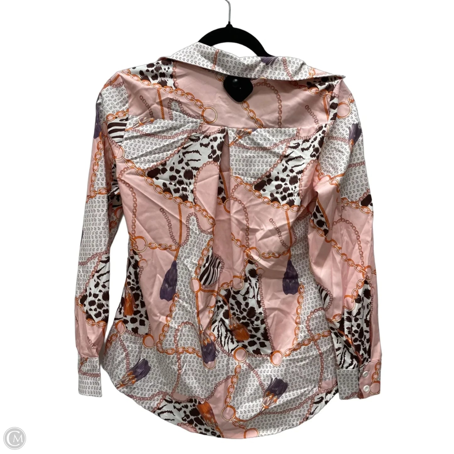Top Long Sleeve By Shein In Pink & White, Size: Xs