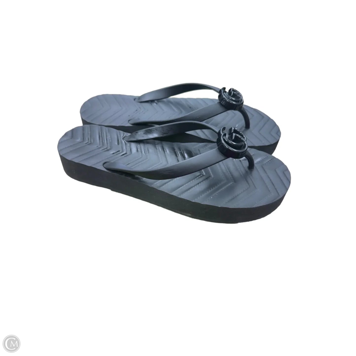 Sandals Luxury Designer By Gucci In Black, Size: 9