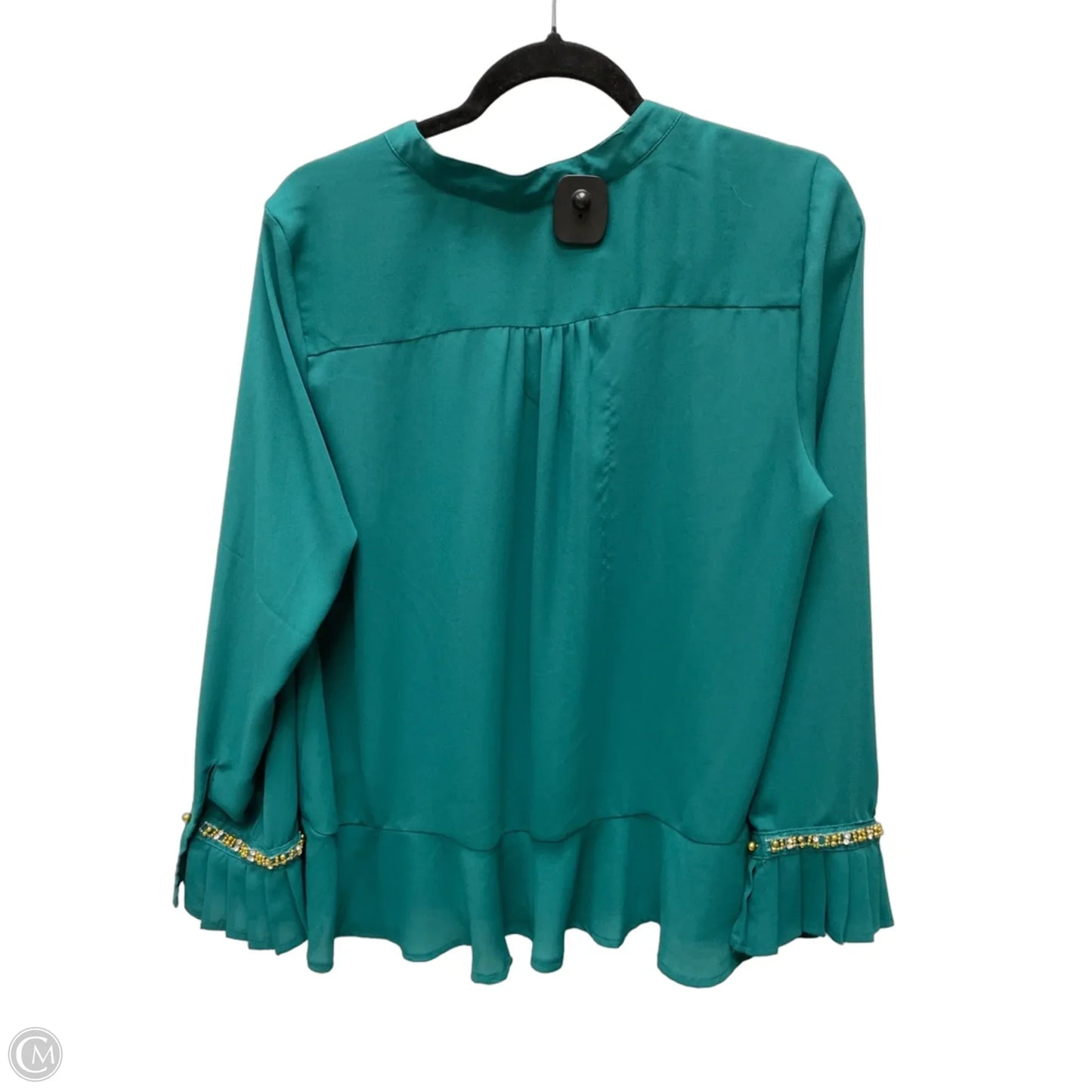 Top Long Sleeve By Valerie Stevens In Green, Size: L