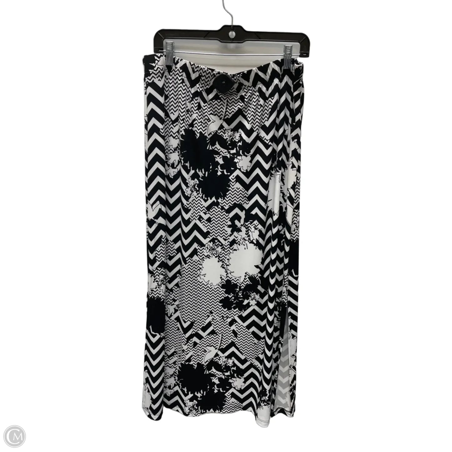 Skirt Midi By Chicos In Black & White, Size: 12