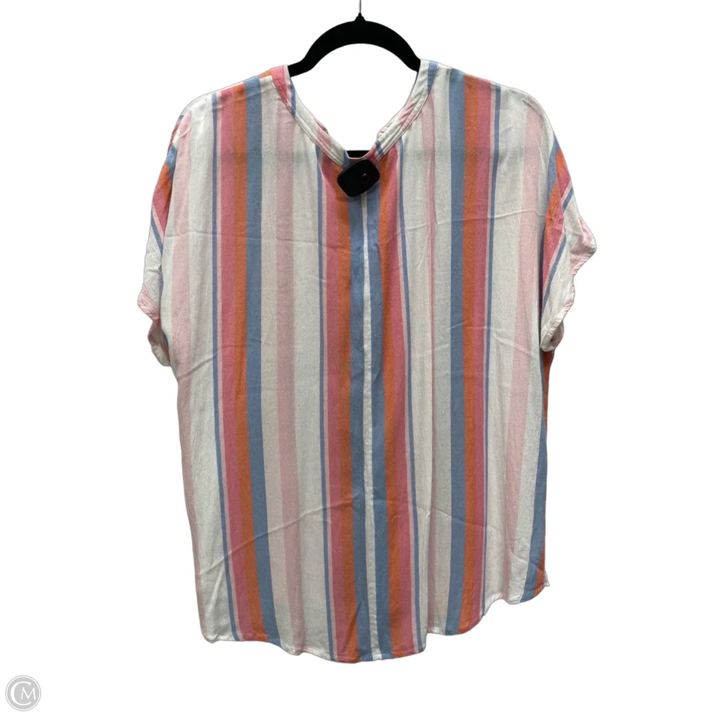 Top Short Sleeve By Chicos In Striped Pattern, Size: M