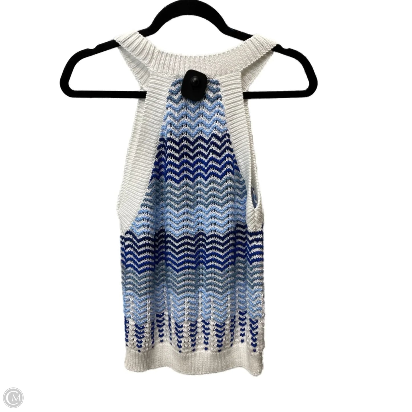 Top Sleeveless By Loft In Blue & White, Size: L