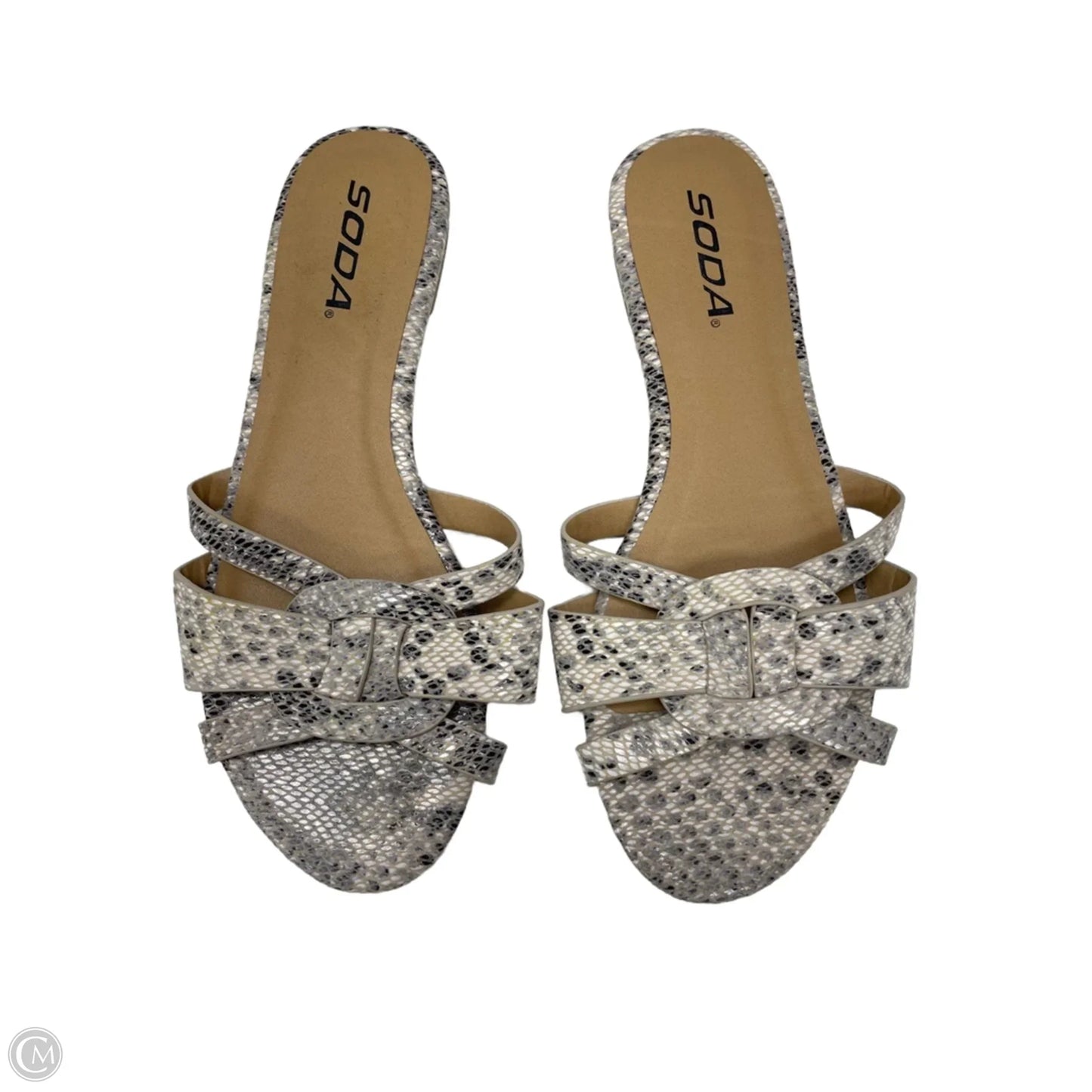 Sandals Flats By Soda In Snakeskin Print, Size: 6