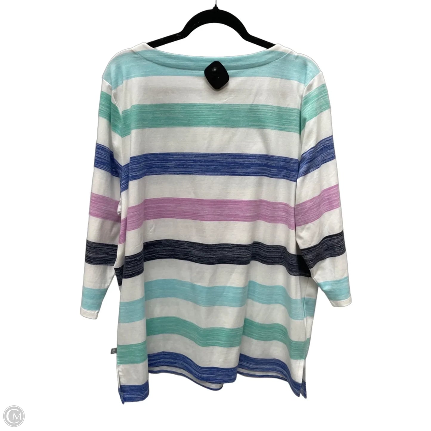 Top 3/4 Sleeve By Talbots In Striped Pattern, Size: 2x