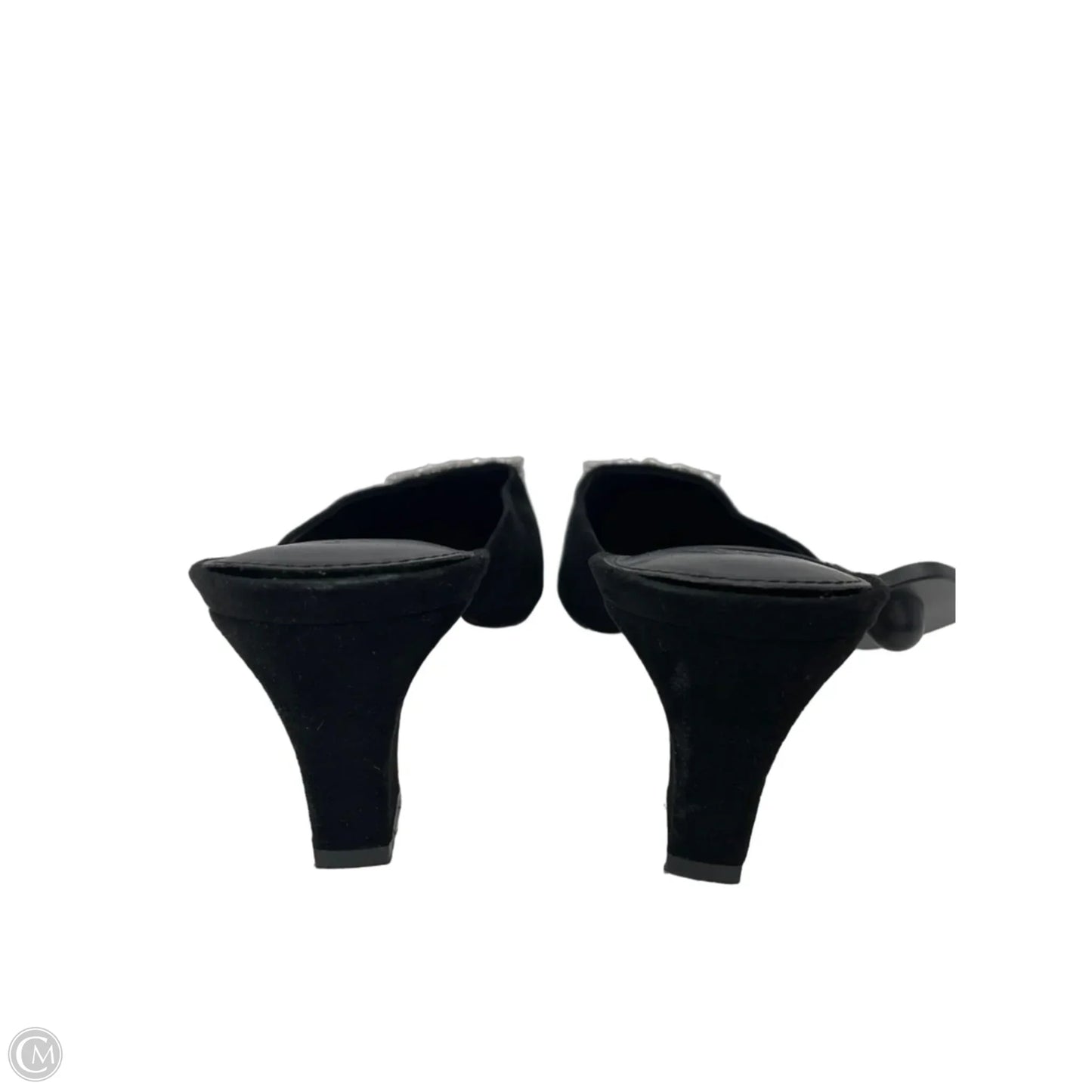 Shoes Heels Kitten By The Drop In Black & Silver, Size: 9
