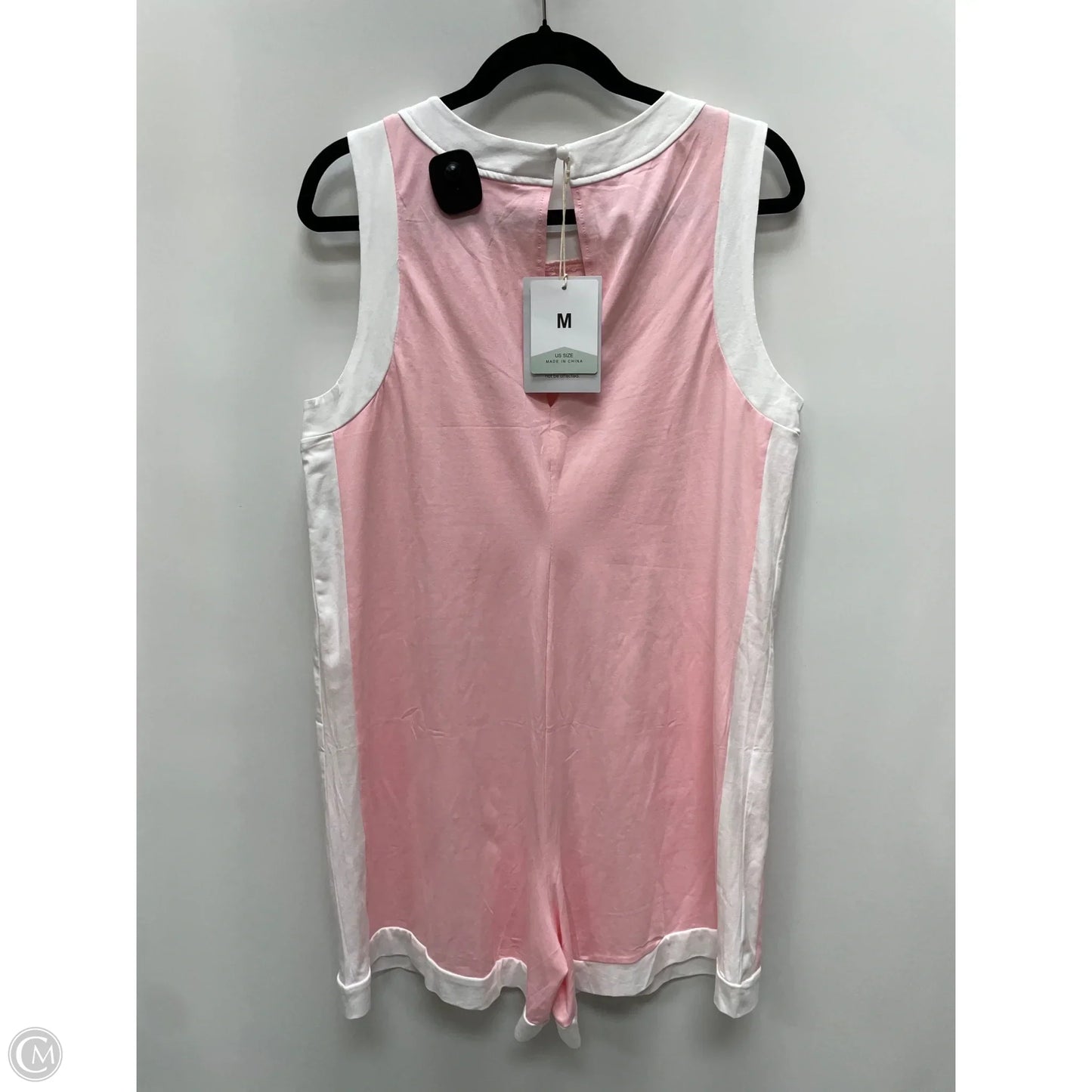 Romper By Clothes Mentor In Pink & White, Size: M