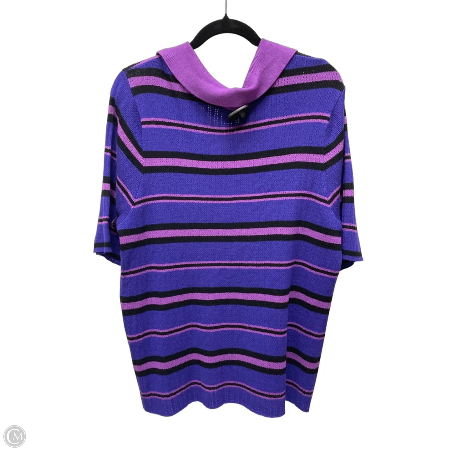 Sweater Short Sleeve By Liz Claiborne In Striped Pattern, Size: 2x