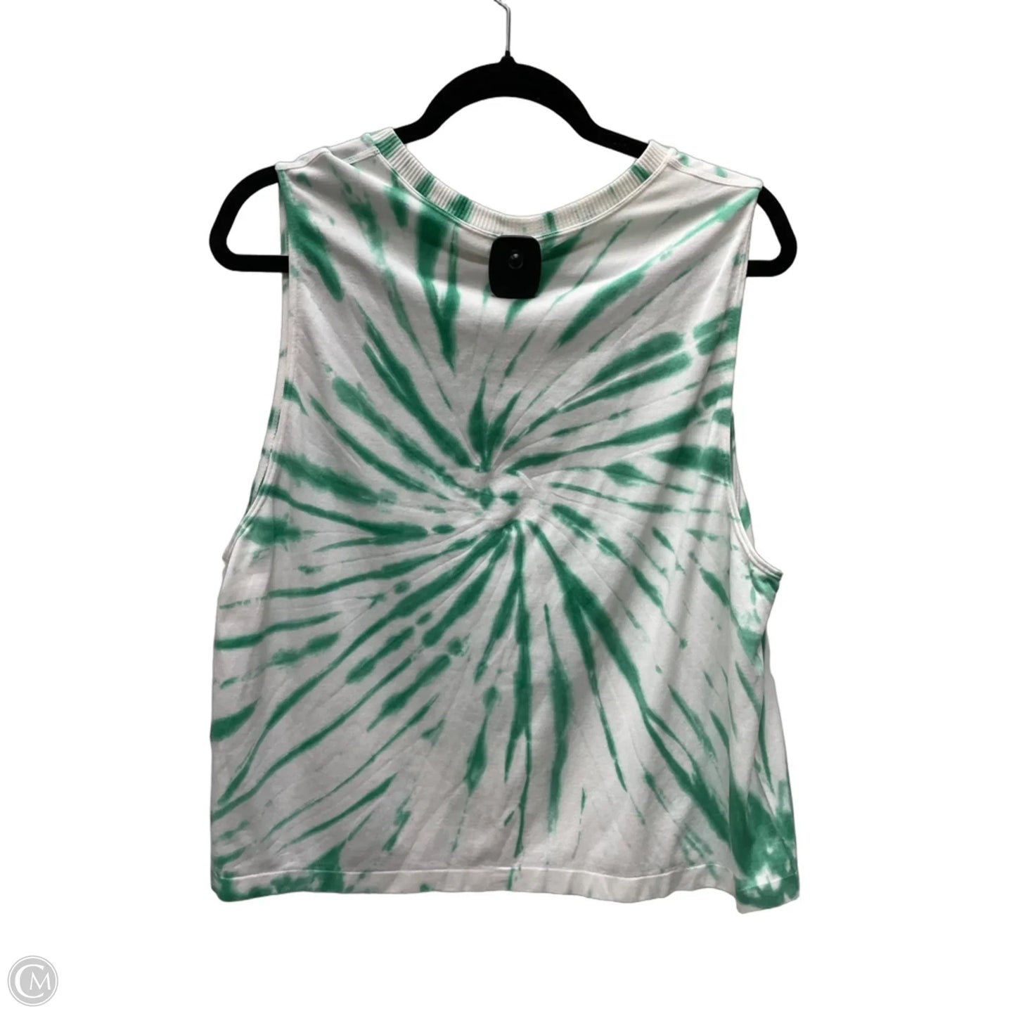 Top Sleeveless By Sage In Green & White, Size: L