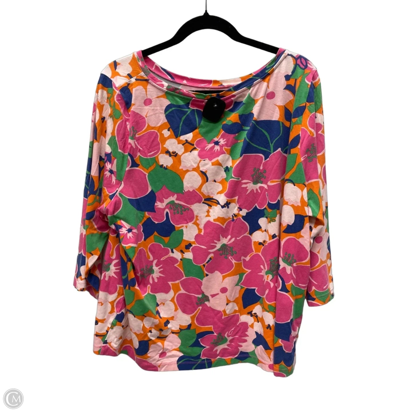 Top 3/4 Sleeve By Talbots In Floral Print, Size: 3x