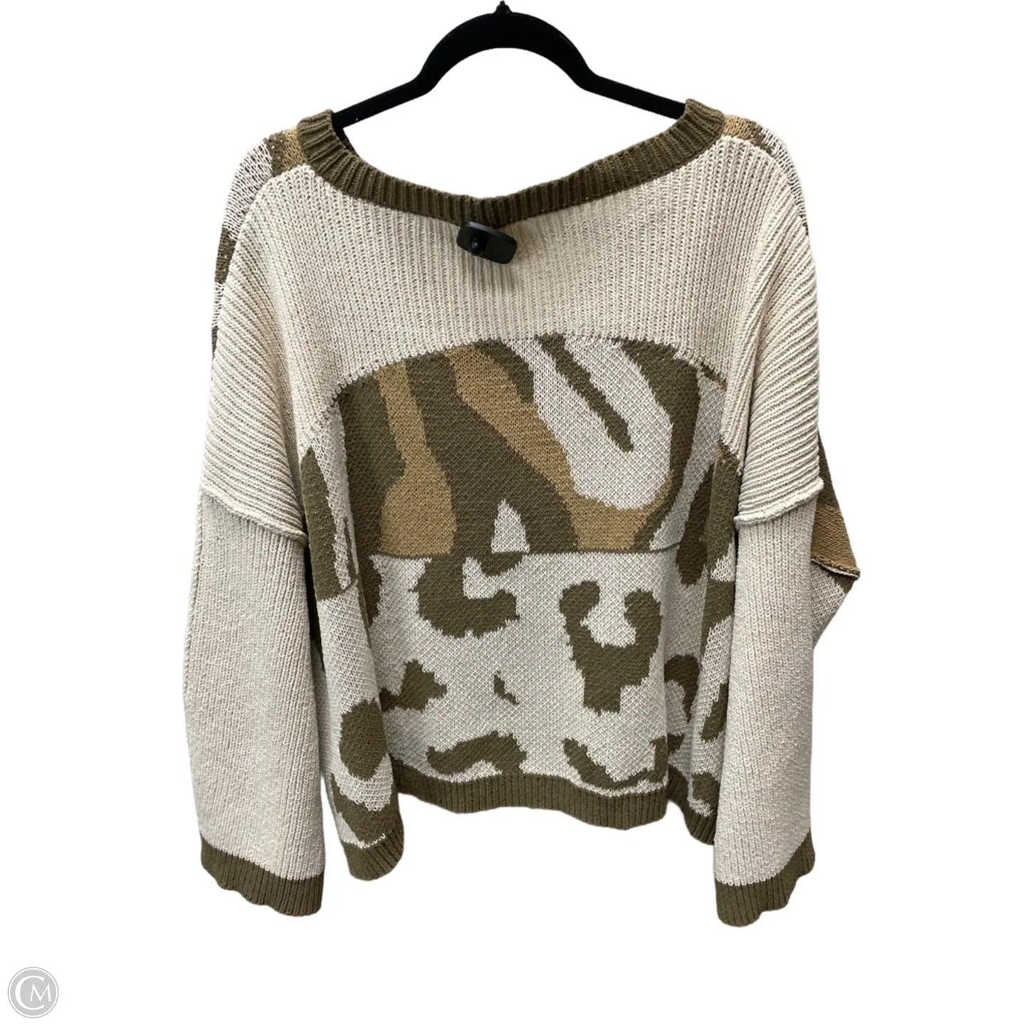 Sweater By Pol In Green & Tan, Size: S