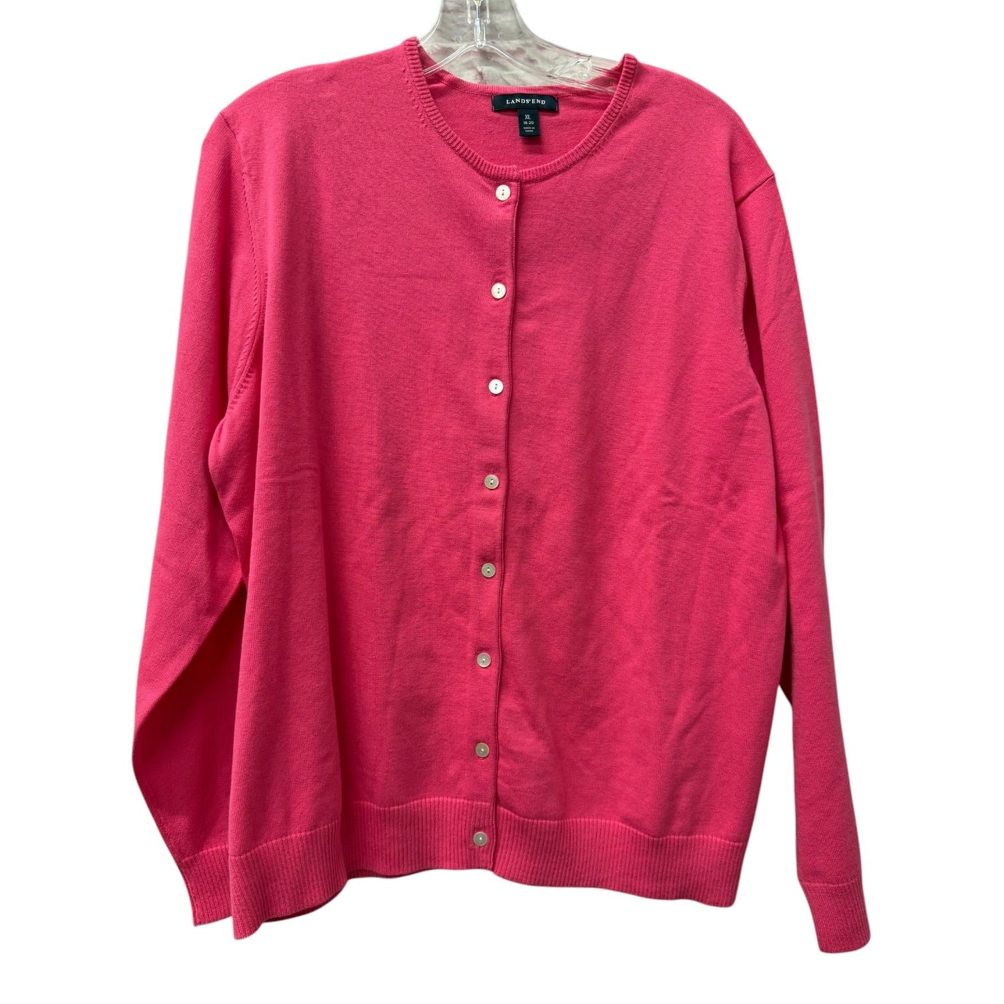 Sweater Cardigan By Lands End In Pink, Size:Xl
