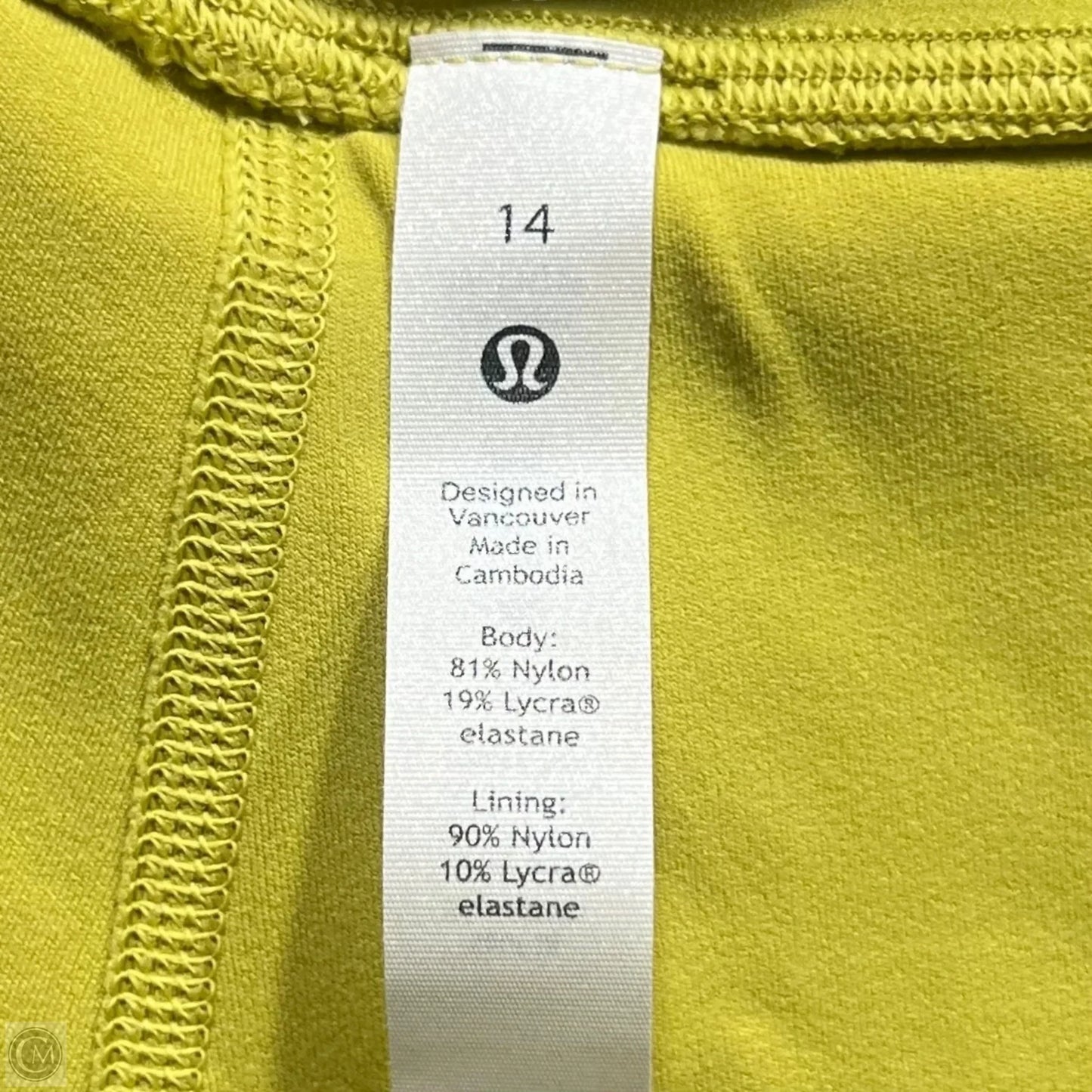 Athletic Capris By Lululemon In Chartreuse, Size: 14
