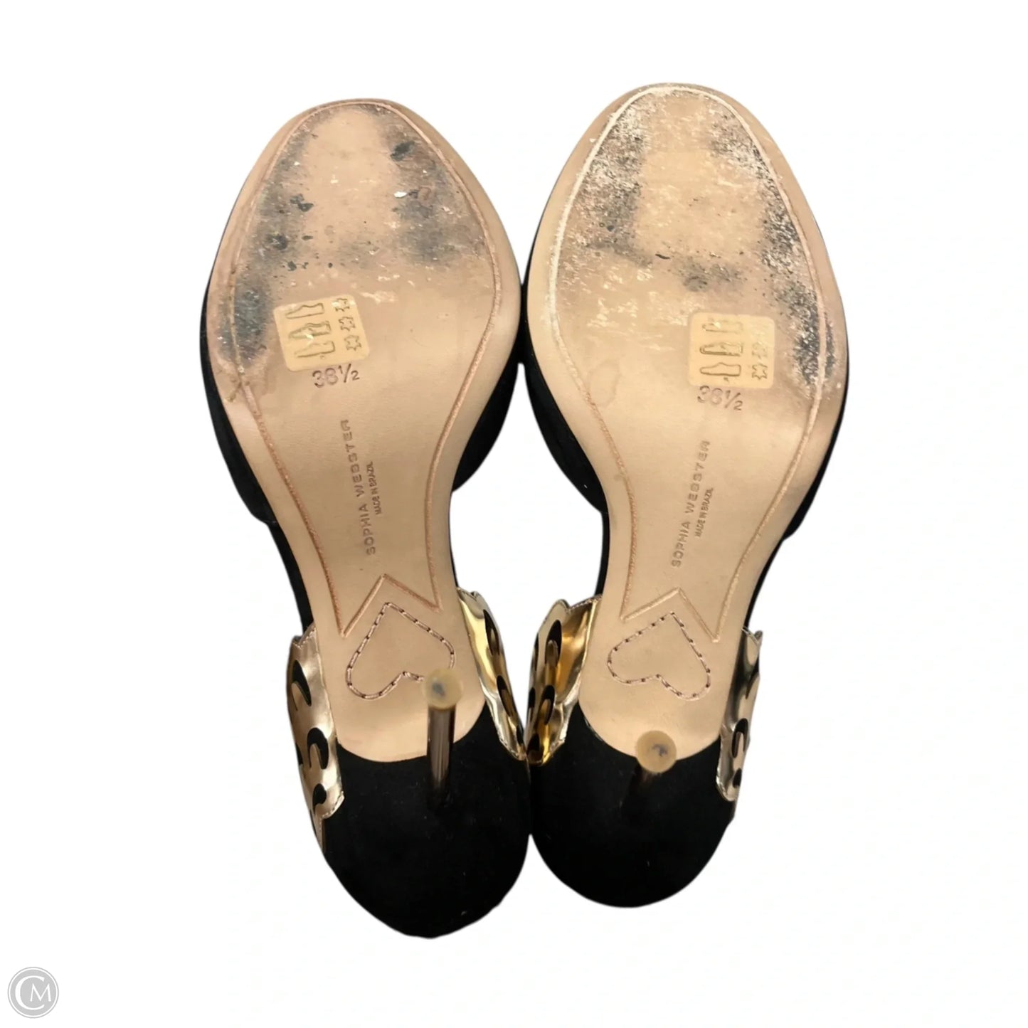 Shoes Heels Stiletto By Sophia Webster In Black & Gold, Size: 8