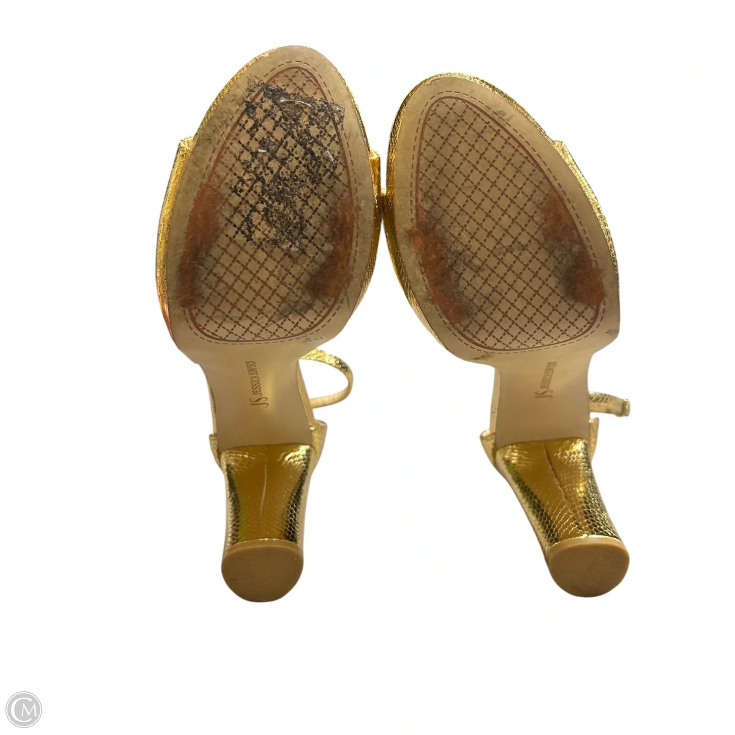 Sandals Heels Block By Jessica Simpson In Gold, Size: 10