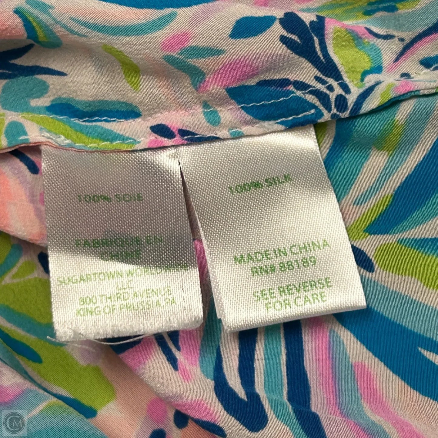 Top Long Sleeve Designer By Lilly Pulitzer In Blue & Green, Size: L