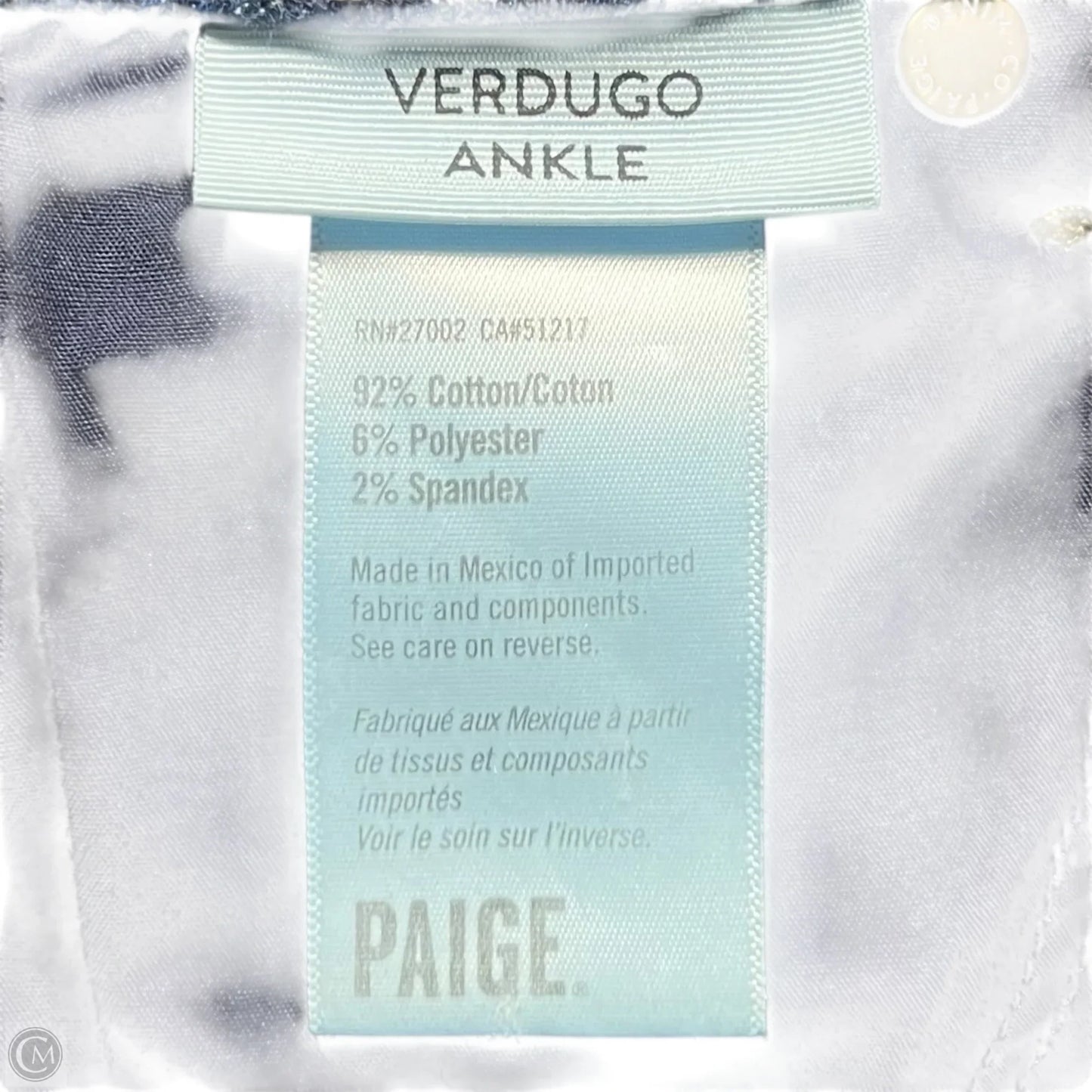 Jeans Skinny By Paige In Blue Denim, Size: 2