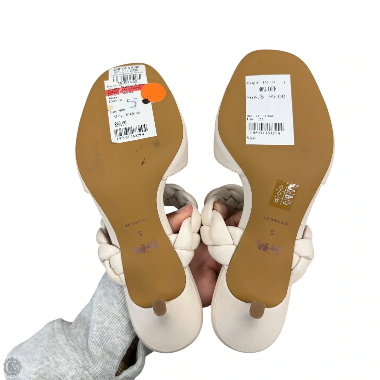 Sandals Designer By Coach In Ivory, Size: 5