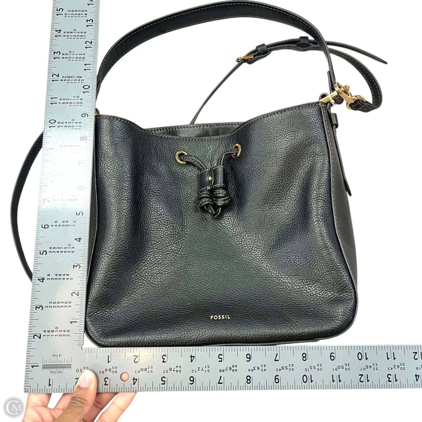 Handbag Leather By Fossil, Size: Medium