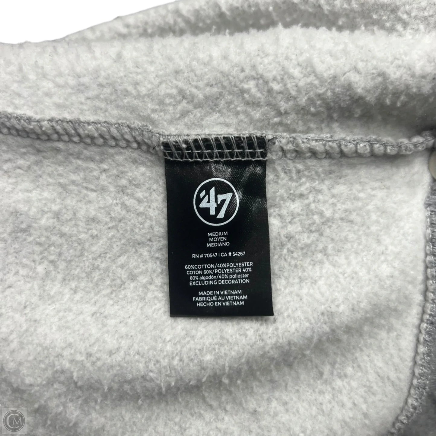 Athletic Sweatshirt Collar By 47 In Grey, Size: M