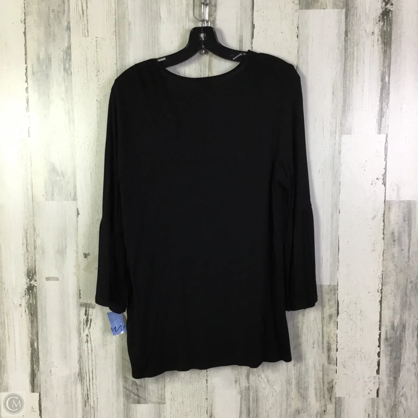 Top 3/4 Sleeve By Como Vintage In Black, Size: L