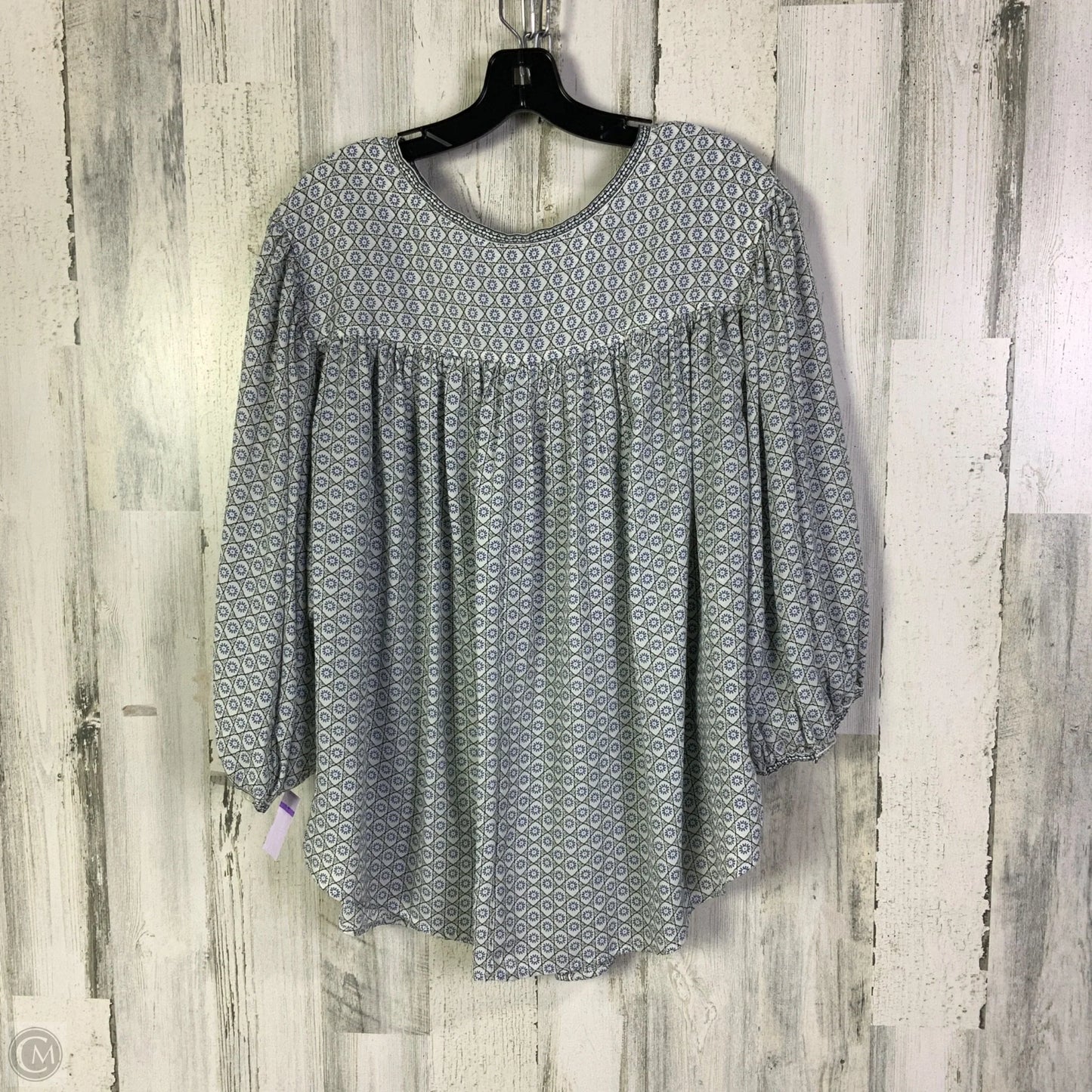Blouse Short Sleeve By Max Studio In Blue & Cream, Size: 3x