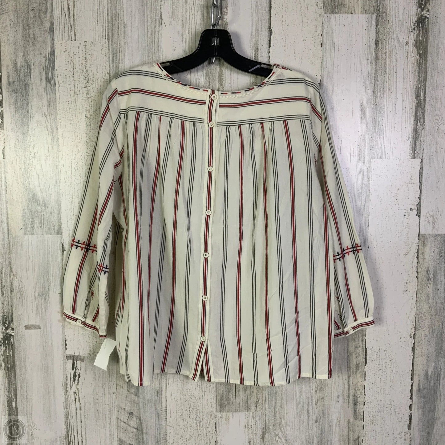 Top 3/4 Sleeve By A Loves A In Cream & Red, Size: M