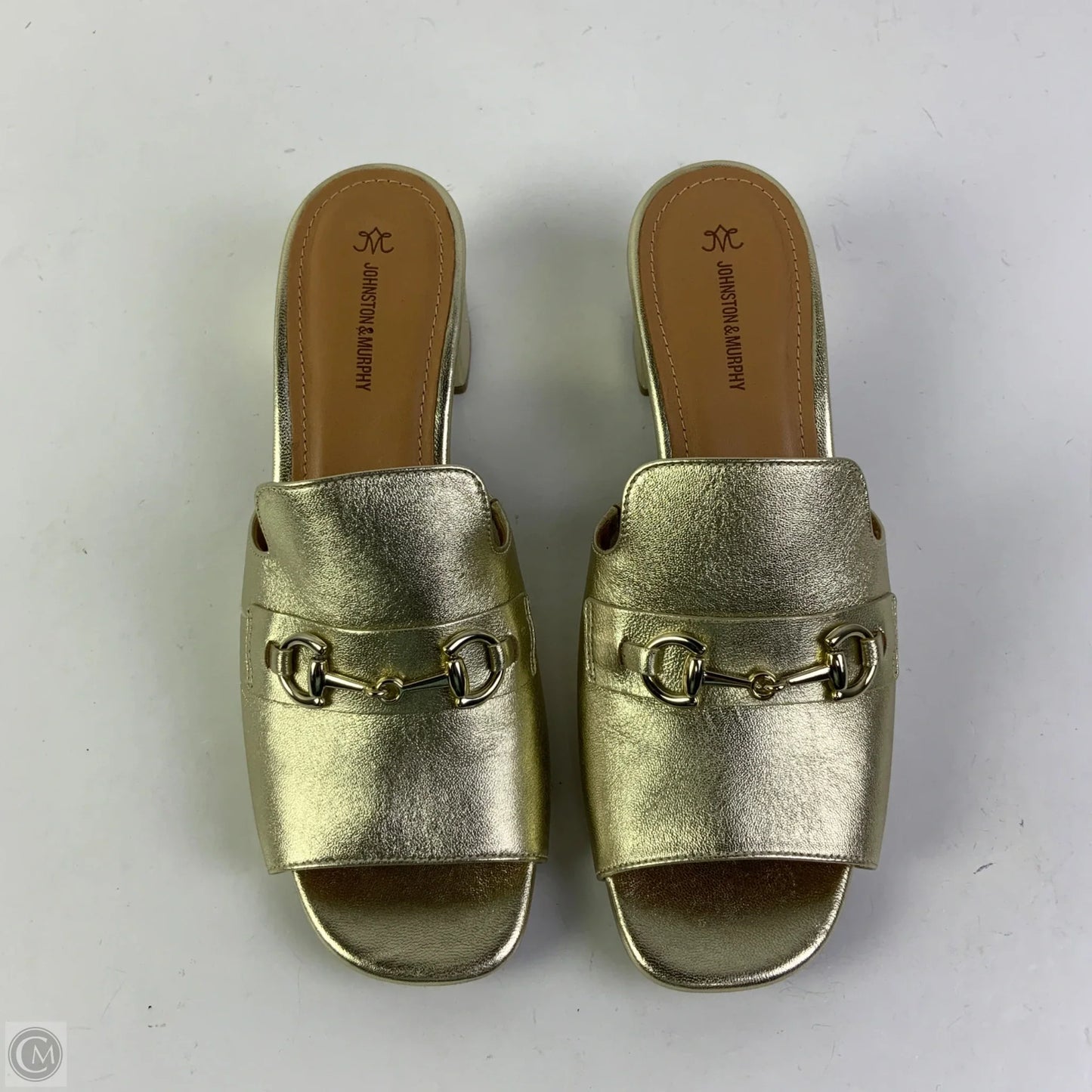 Sandals Heels Block By Johnston & Murphy In Gold, Size: 9.5
