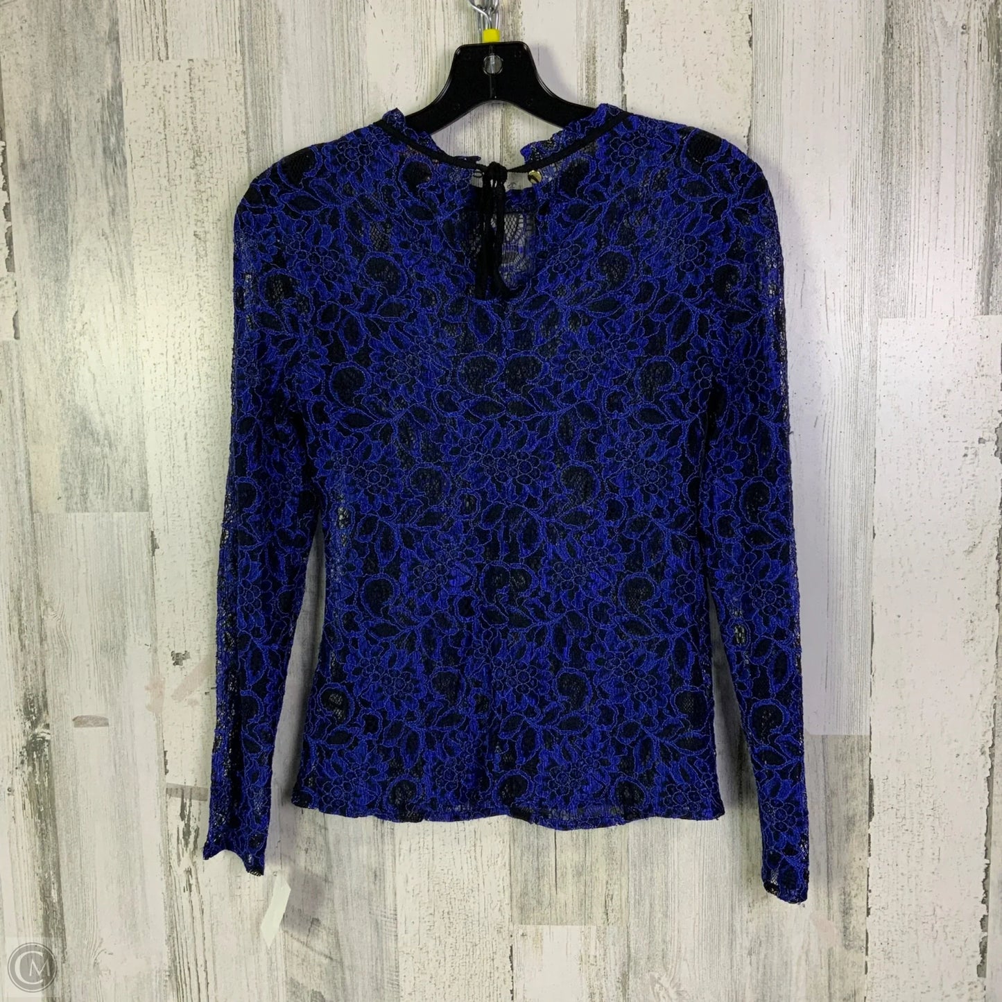 Top Long Sleeve By Ted Baker In Black & Blue, Size: Xs