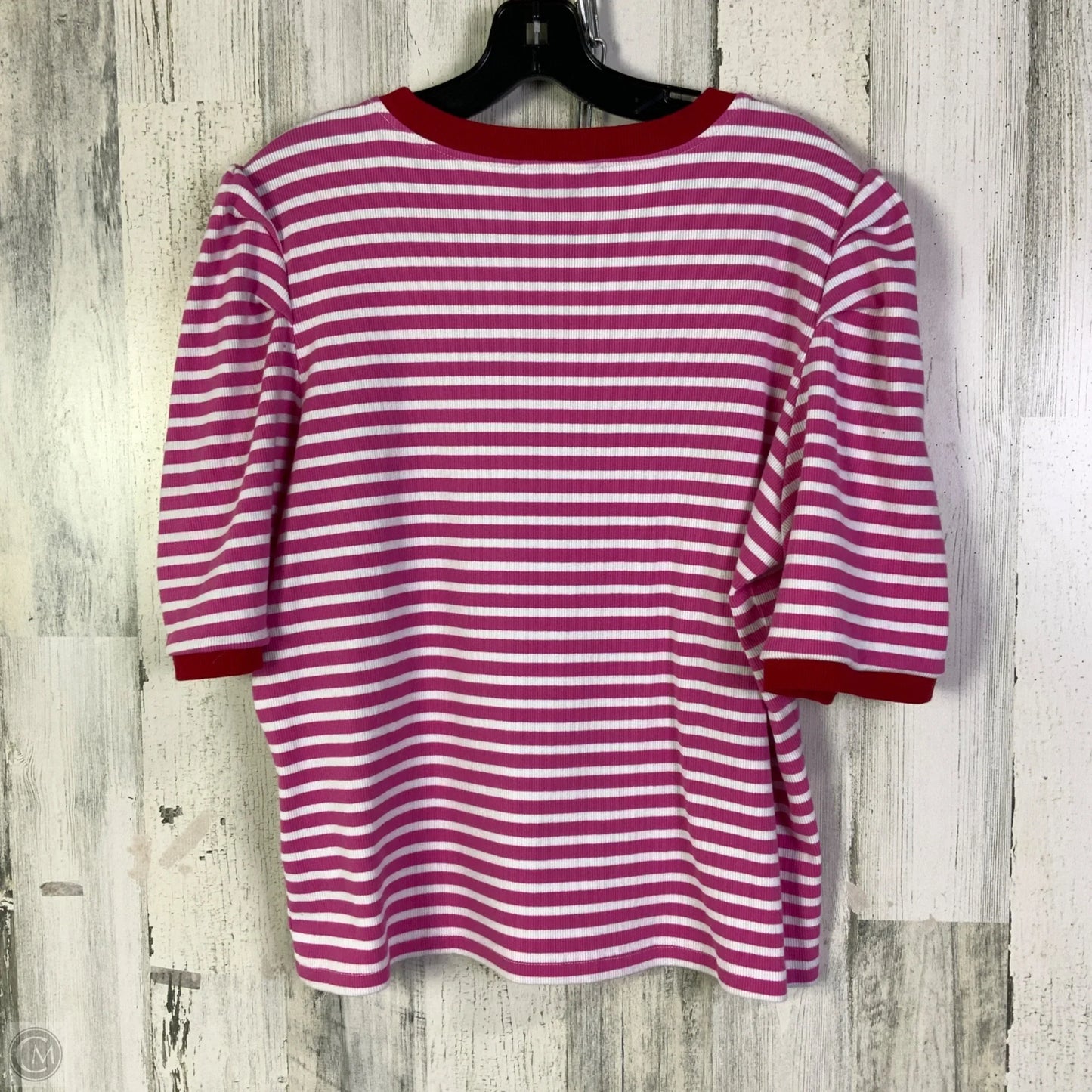Top Short Sleeve Designer By Rebecca Minkoff In Pink & White, Size: Xxl