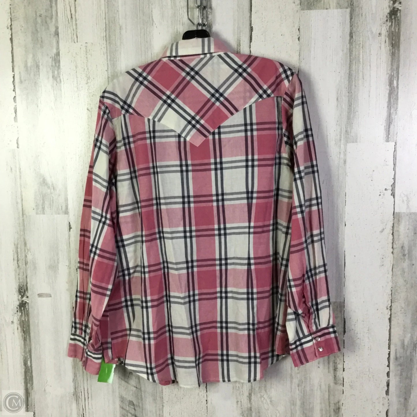 Top Long Sleeve By Wrangler In Blue & Pink, Size: L