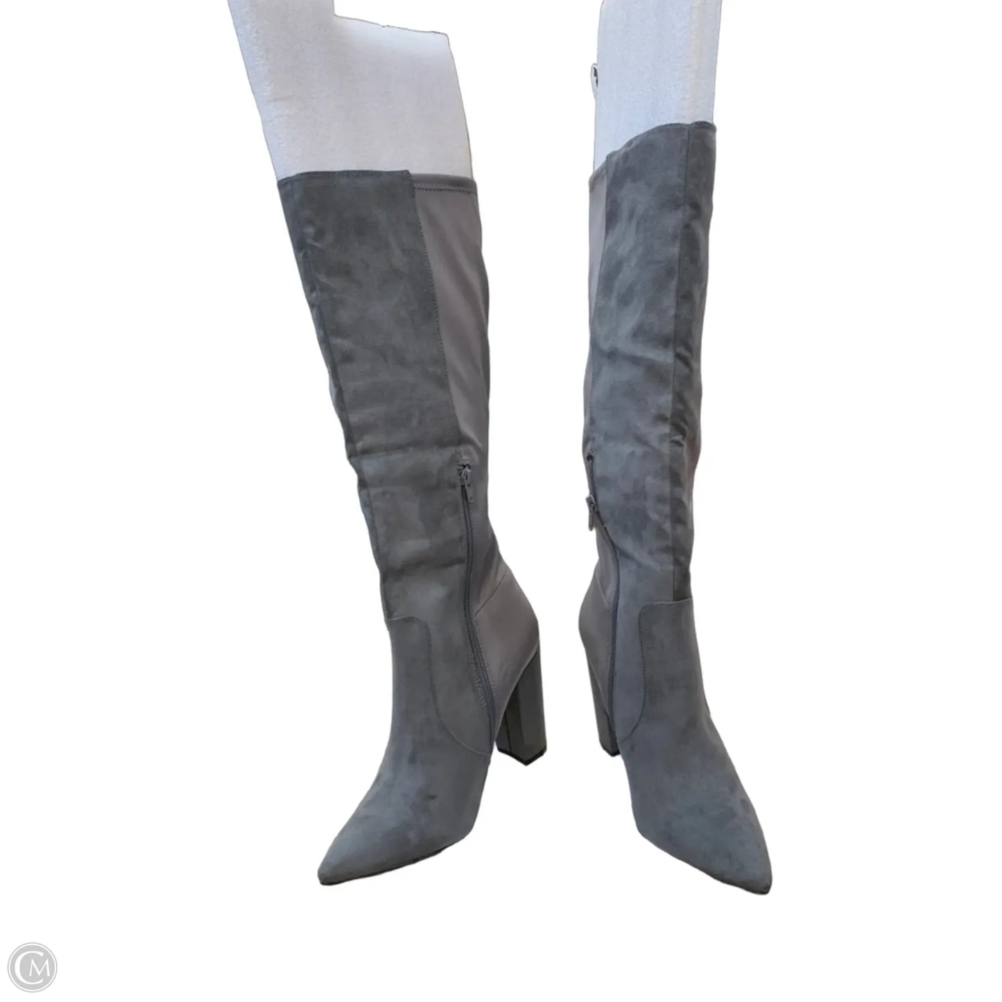 Boots Knee Heels By Cmf In Grey, Size: 11