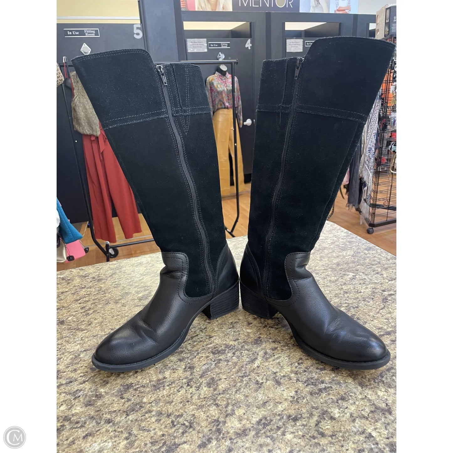 Boots Knee Heels By Boc In Black, Size: 8