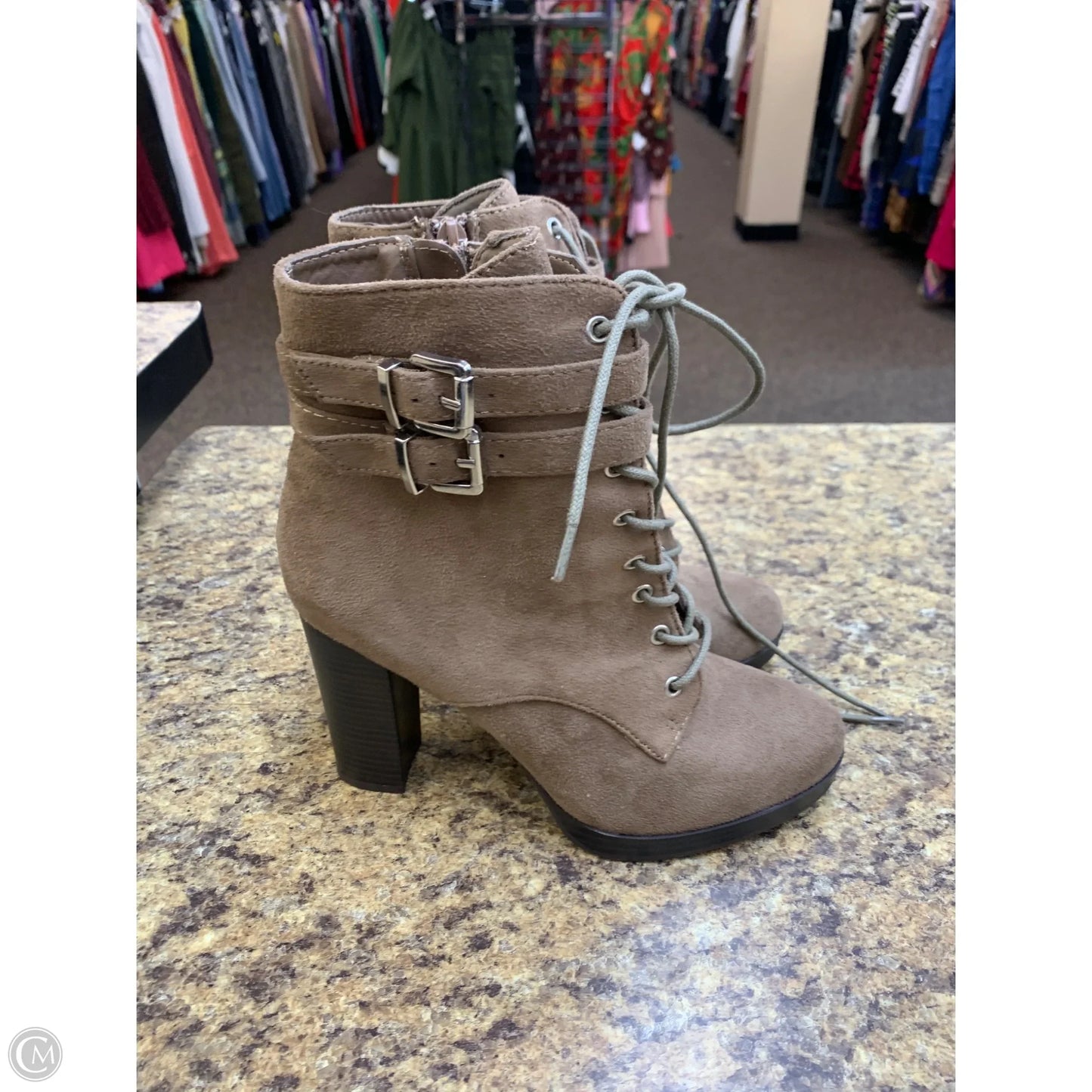 Boots Ankle Heels By Charlotte Russe In Tan, Size: 8