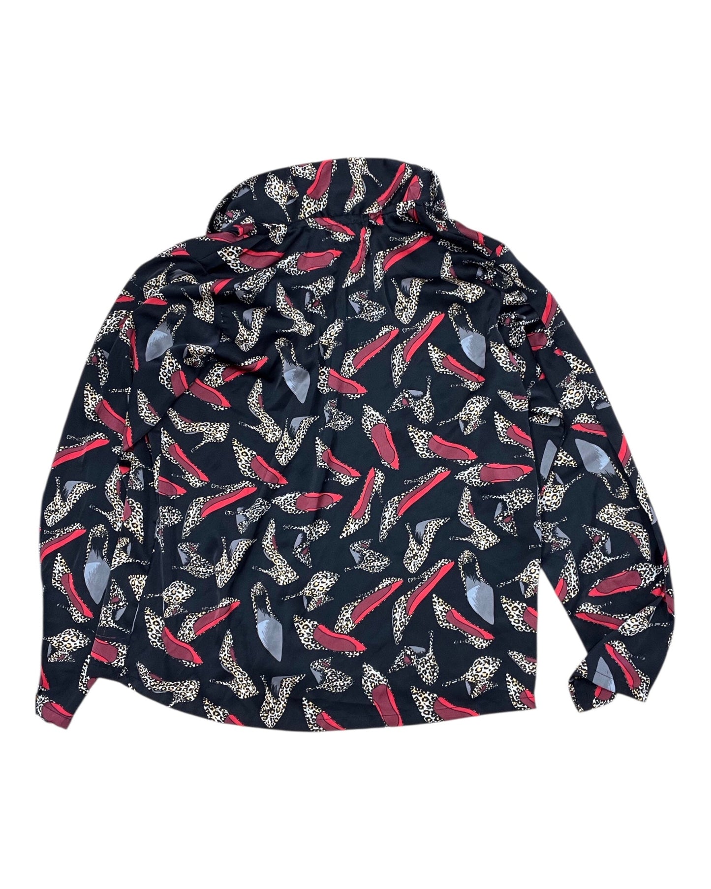 Blouse Ls By Nicole Miller In Black & Red, Size:L