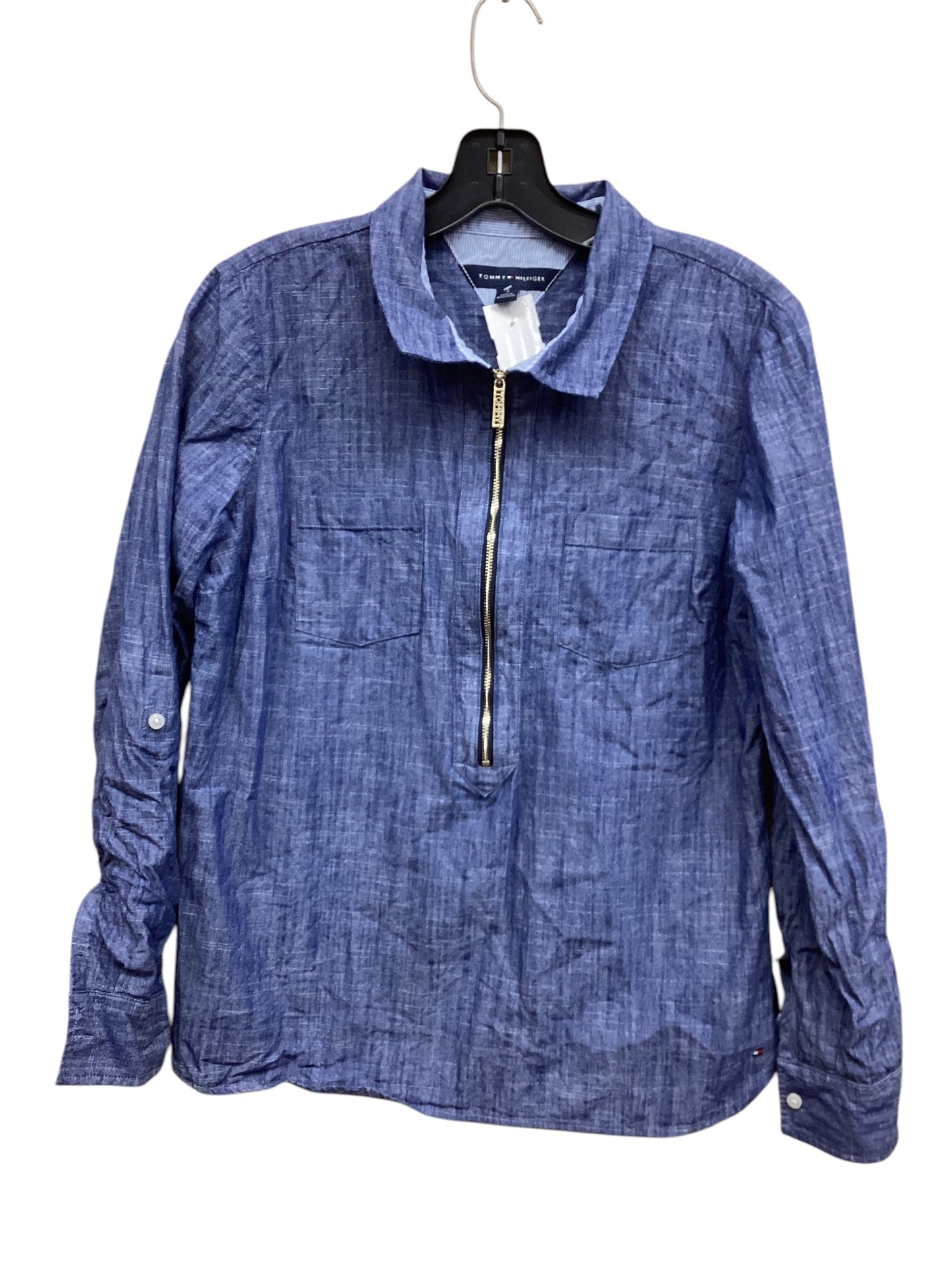 Top Long Sleeve By Tommy Hilfiger In Blue Denim, Size: M