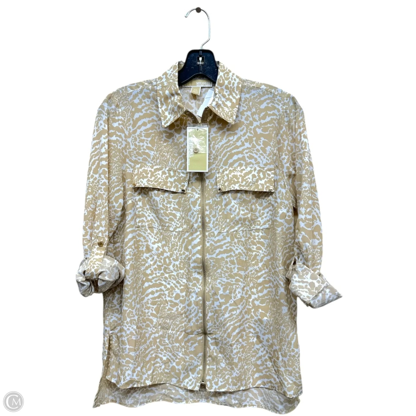 Top Long Sleeve By Michael By Michael Kors In Tan & White, Size: Sp