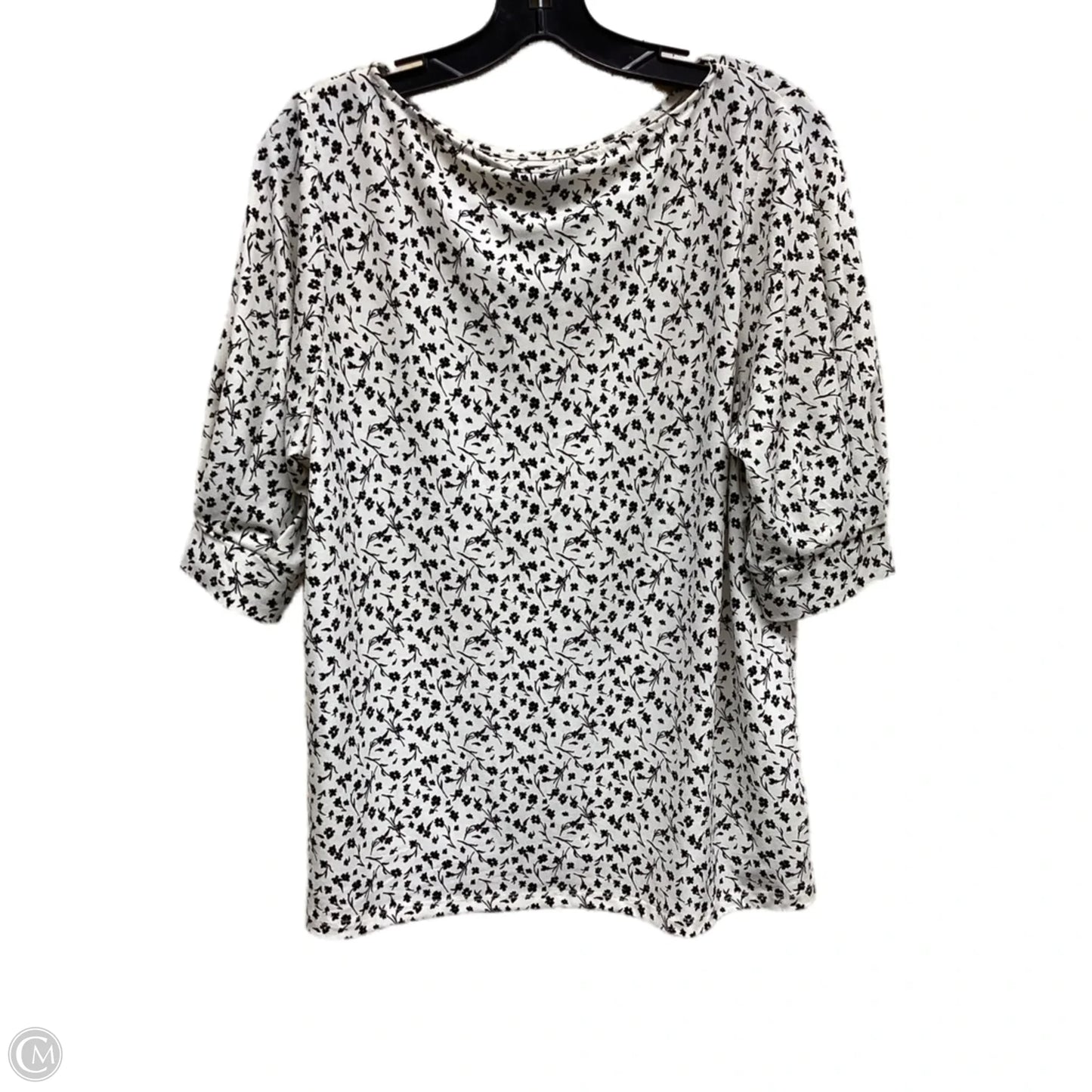 Top Short Sleeve By H&m In Black & Cream, Size: L