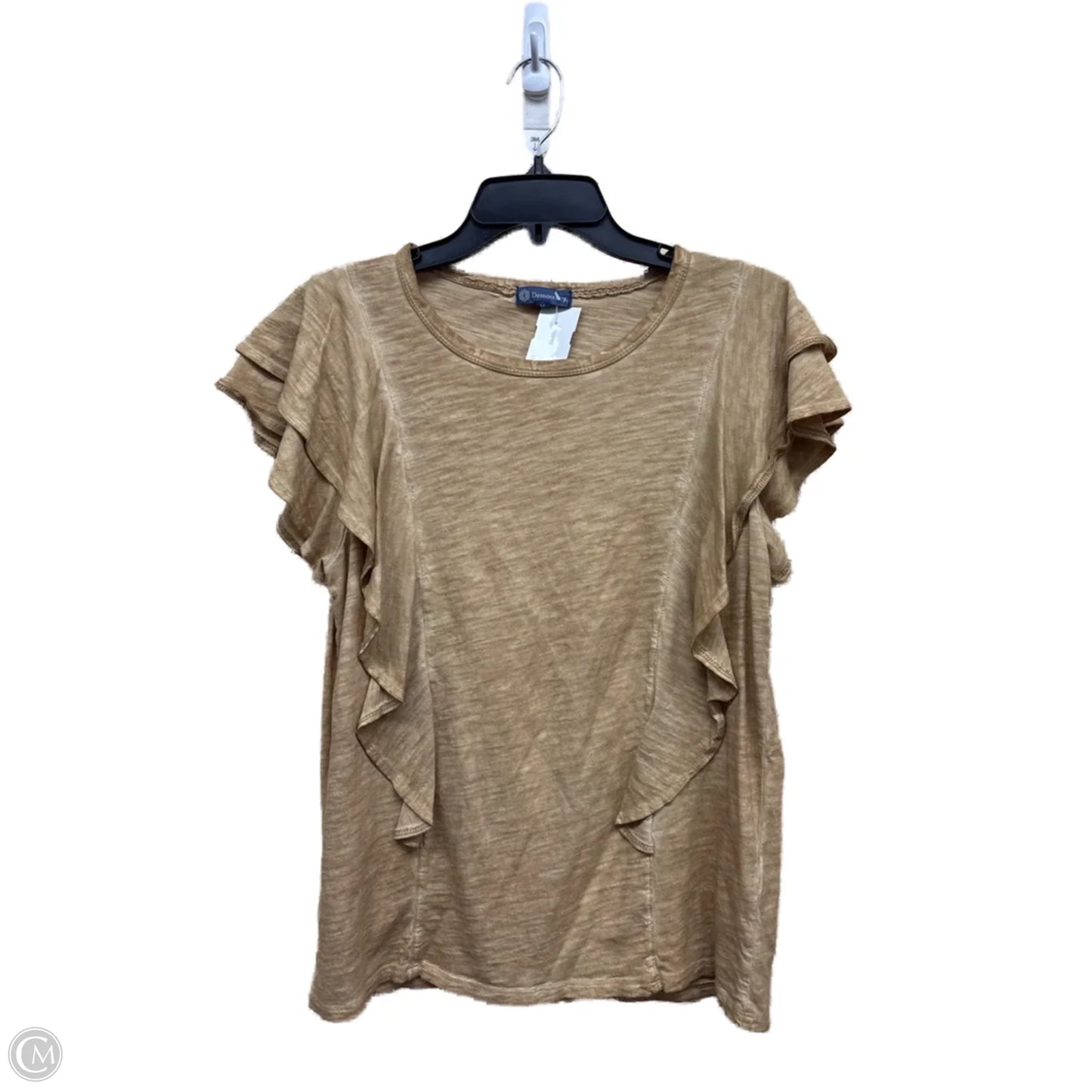 Top Short Sleeve By Democracy In Tan, Size: M