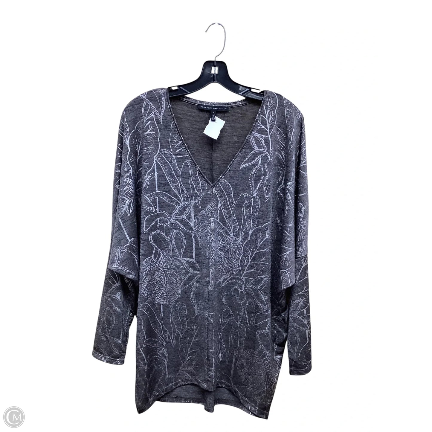 Top Long Sleeve By White House Black Market In Silver, Size: M