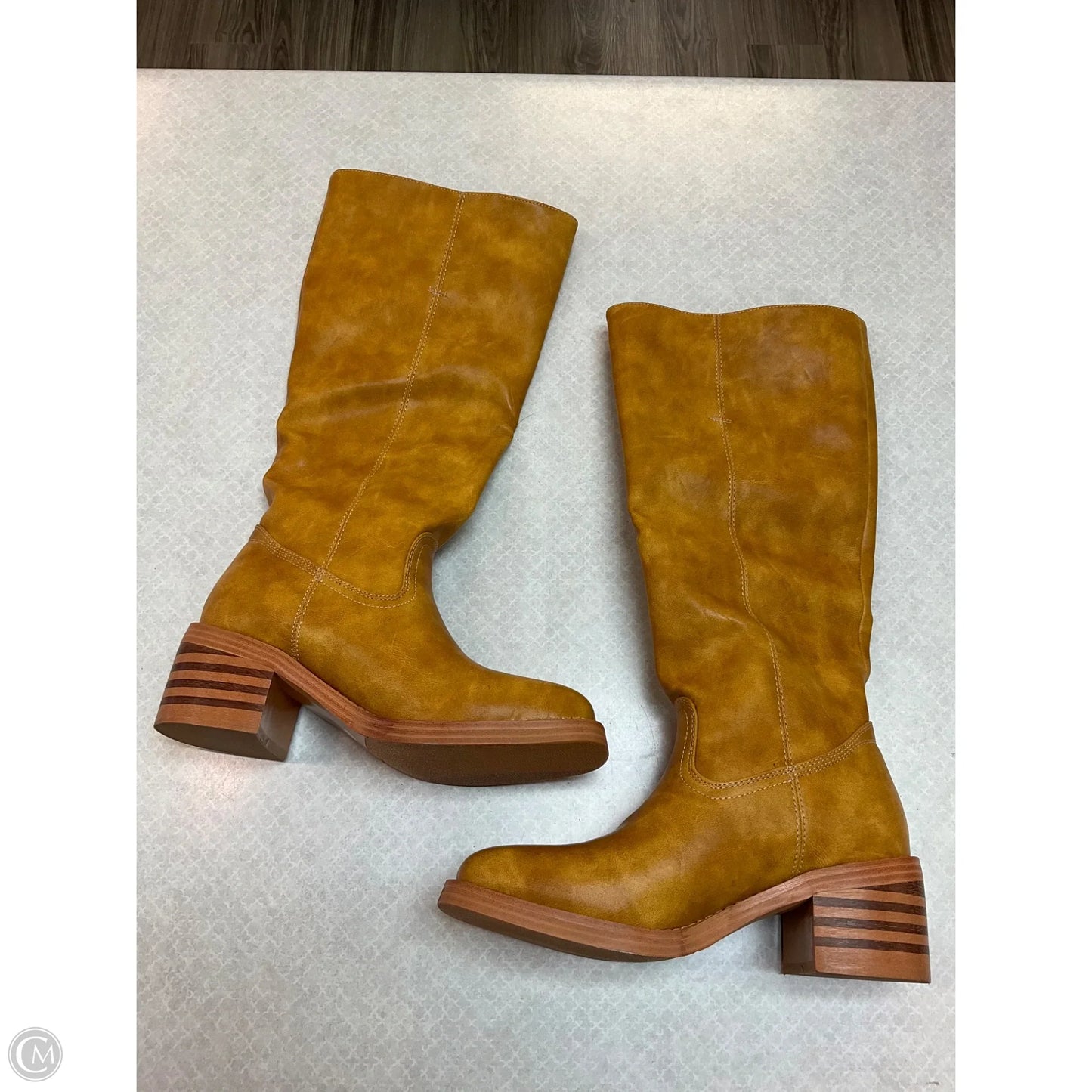 Boots Knee Heels By Dingo In Tan, Size: 6