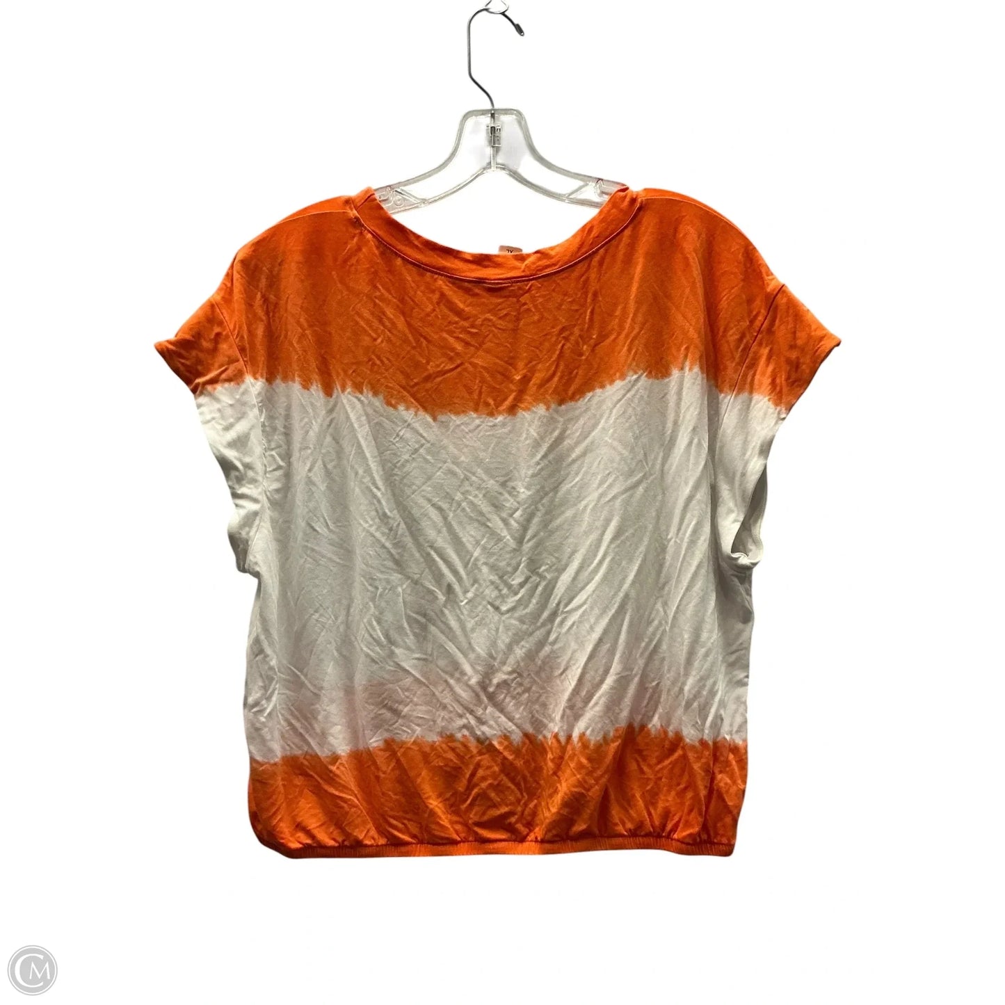 Top Short Sleeve By Clothes Mentor In Orange & White, Size: Xl