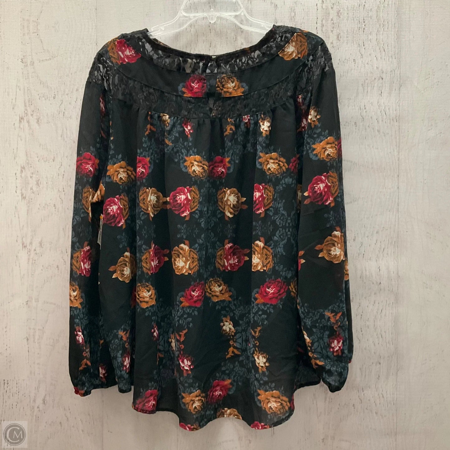 Top Long Sleeve By Knox Rose In Floral Print, Size: Xxl