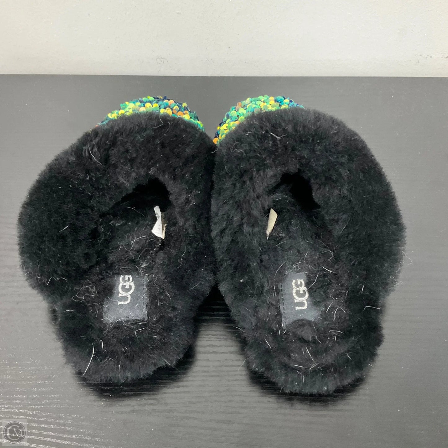 Slippers Designer By Ugg In Black, Size: 6